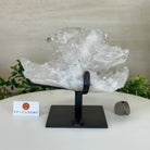 Super Quality Clear Quartz Cluster, Metal Stand, 6.1 lbs & 6.2" Tall 5495 - 0098 - Brazil GemsBrazil GemsSuper Quality Clear Quartz Cluster, Metal Stand, 6.1 lbs & 6.2" Tall 5495 - 0098Clusters on Fixed Bases5495 - 0098