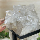 Super Quality Clear Quartz Cluster, Metal Stand, 6.1 lbs & 9.3" Tall 5495 - 0097 - Brazil GemsBrazil GemsSuper Quality Clear Quartz Cluster, Metal Stand, 6.1 lbs & 9.3" Tall 5495 - 0097Clusters on Fixed Bases5495 - 0097