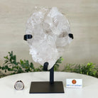 Super Quality Clear Quartz Cluster, Metal Stand, 6.1 lbs & 9.3" Tall 5495 - 0097 - Brazil GemsBrazil GemsSuper Quality Clear Quartz Cluster, Metal Stand, 6.1 lbs & 9.3" Tall 5495 - 0097Clusters on Fixed Bases5495 - 0097