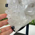 Super Quality Clear Quartz Cluster, Metal Stand, 6.1 lbs & 9.3" Tall 5495 - 0097 - Brazil GemsBrazil GemsSuper Quality Clear Quartz Cluster, Metal Stand, 6.1 lbs & 9.3" Tall 5495 - 0097Clusters on Fixed Bases5495 - 0097