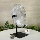 Super Quality Clear Quartz Cluster, Metal Stand, 6.1 lbs & 9.3" Tall 5495 - 0097 - Brazil GemsBrazil GemsSuper Quality Clear Quartz Cluster, Metal Stand, 6.1 lbs & 9.3" Tall 5495 - 0097Clusters on Fixed Bases5495 - 0097