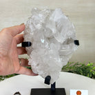 Super Quality Clear Quartz Cluster, Metal Stand, 6.1 lbs & 9.3" Tall 5495 - 0097 - Brazil GemsBrazil GemsSuper Quality Clear Quartz Cluster, Metal Stand, 6.1 lbs & 9.3" Tall 5495 - 0097Clusters on Fixed Bases5495 - 0097