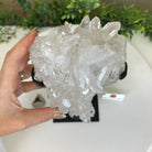 Super Quality Clear Quartz Cluster, Metal Stand, 6.1 lbs & 9.3" Tall 5495 - 0097 - Brazil GemsBrazil GemsSuper Quality Clear Quartz Cluster, Metal Stand, 6.1 lbs & 9.3" Tall 5495 - 0097Clusters on Fixed Bases5495 - 0097