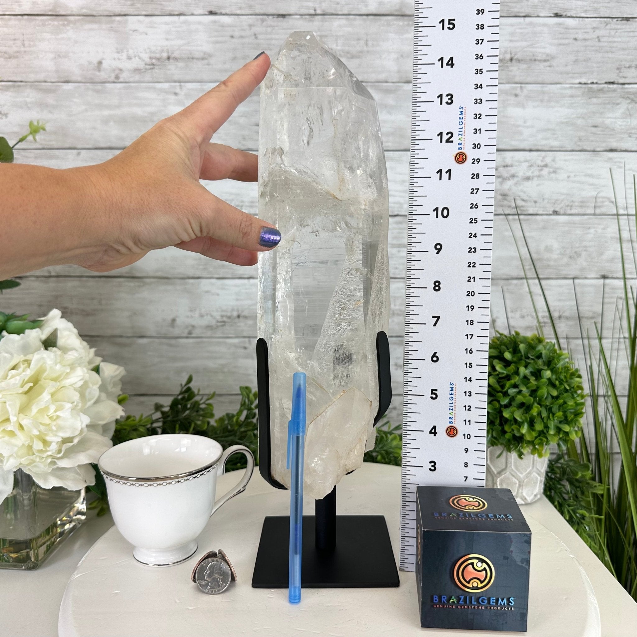 Clear Quartz Crystal Point on Fixed Base #3121CQ-011 – Brazil Gems