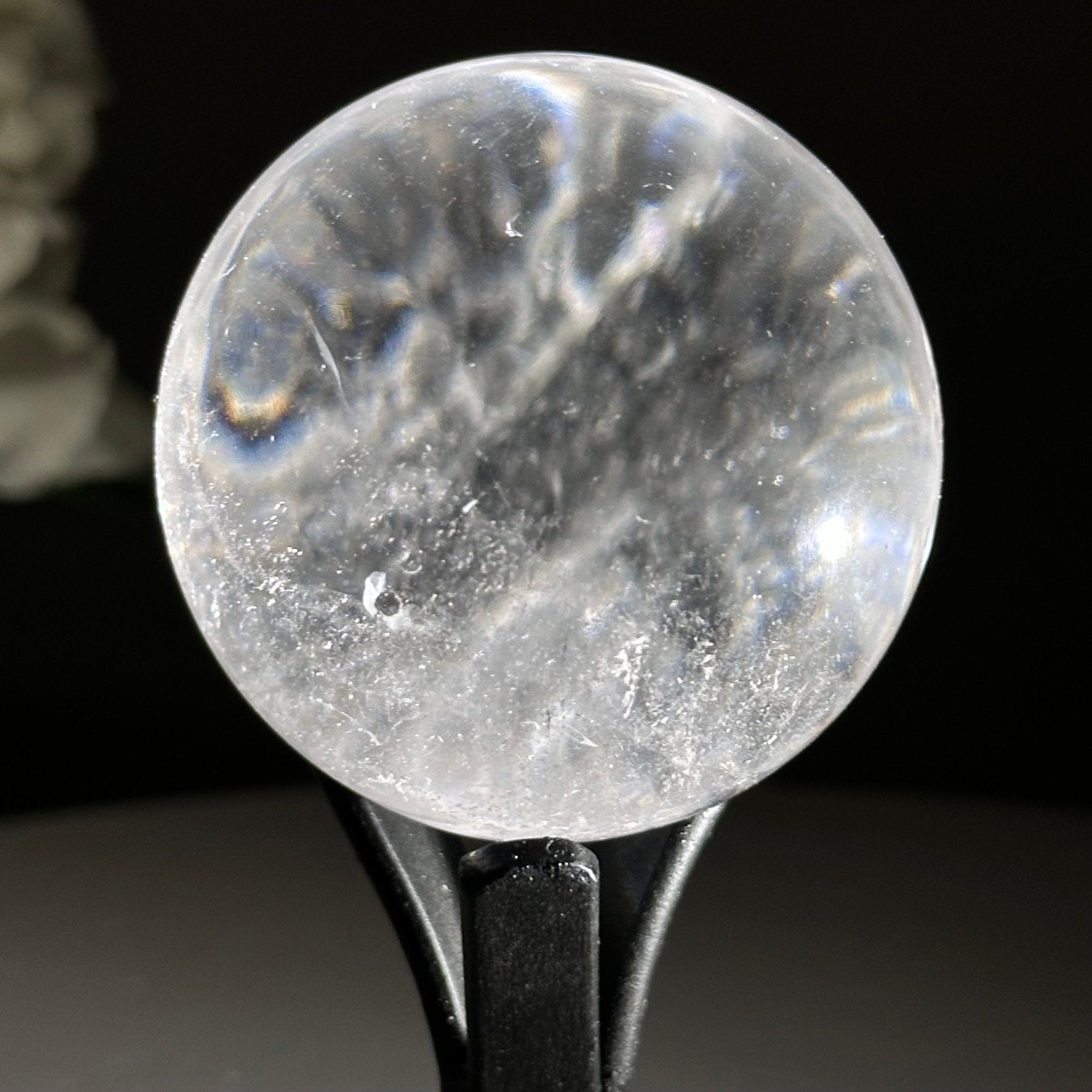 Super Quality Clear Quartz Sphere on a Metal Base, 0.4 lbs & 4.6" Tall #5631 - 0013 - Brazil GemsBrazil GemsSuper Quality Clear Quartz Sphere on a Metal Base, 0.4 lbs & 4.6" Tall #5631 - 0013Spheres5631 - 0013