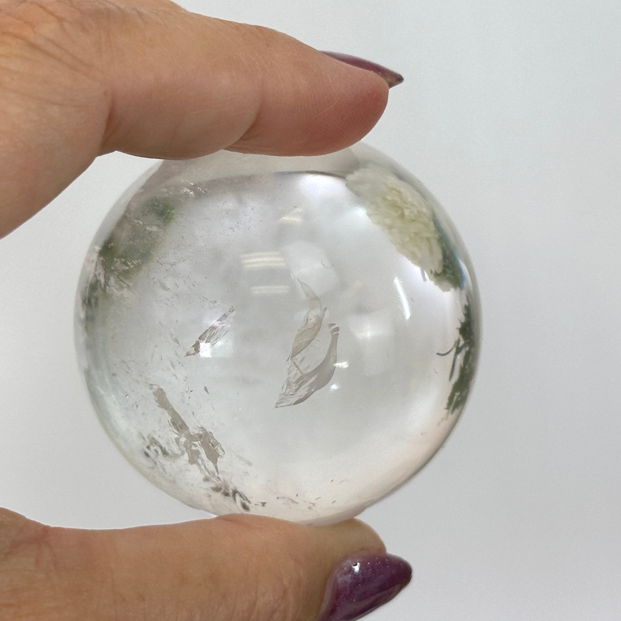 Super Quality Clear Quartz Sphere on a Metal Base, 0.4 lbs & 4.6" Tall #5631 - 0013 - Brazil GemsBrazil GemsSuper Quality Clear Quartz Sphere on a Metal Base, 0.4 lbs & 4.6" Tall #5631 - 0013Spheres5631 - 0013