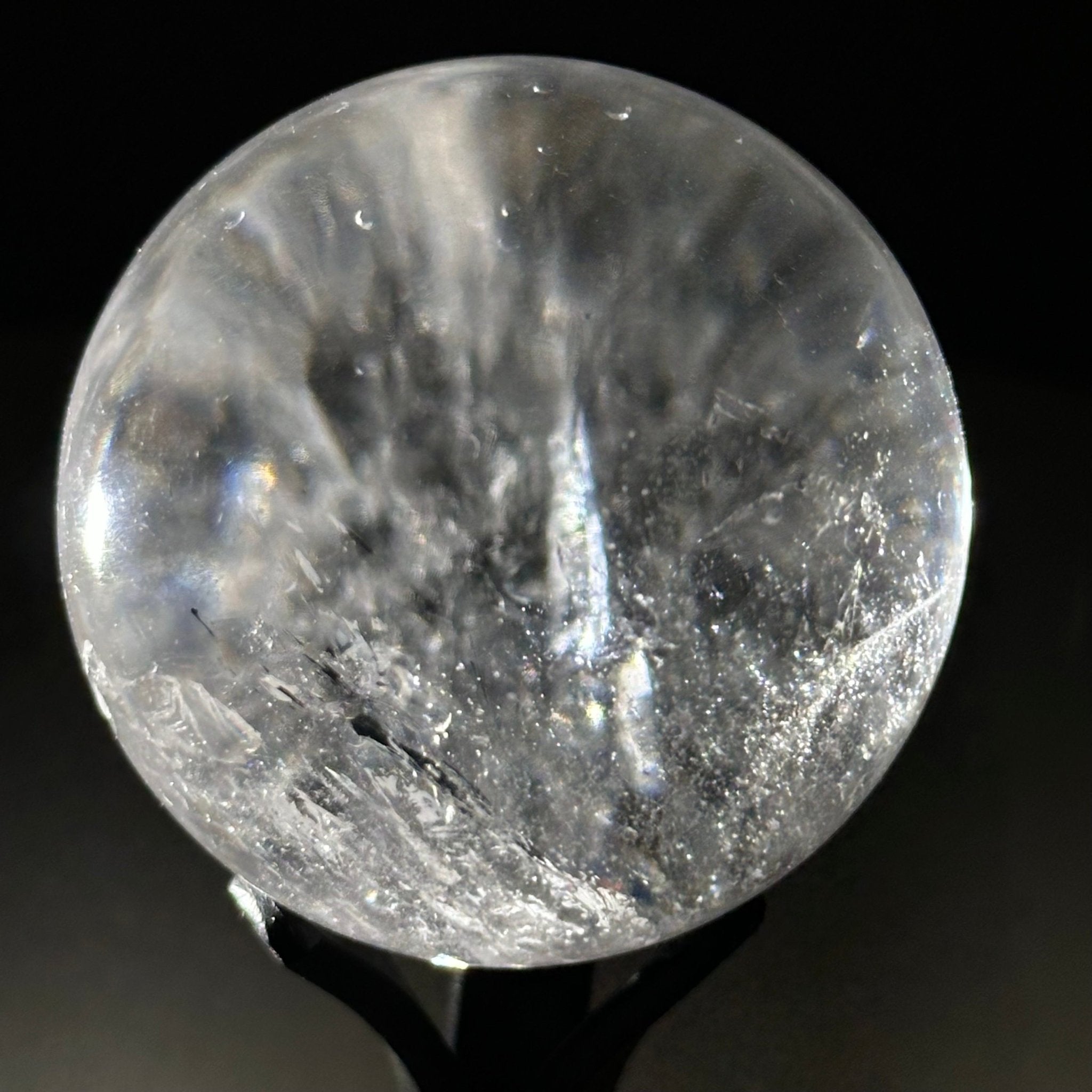 Super Quality Clear Quartz Sphere on a Metal Base, 0.4 lbs & 4.6" Tall #5631 - 0013 - Brazil GemsBrazil GemsSuper Quality Clear Quartz Sphere on a Metal Base, 0.4 lbs & 4.6" Tall #5631 - 0013Spheres5631 - 0013