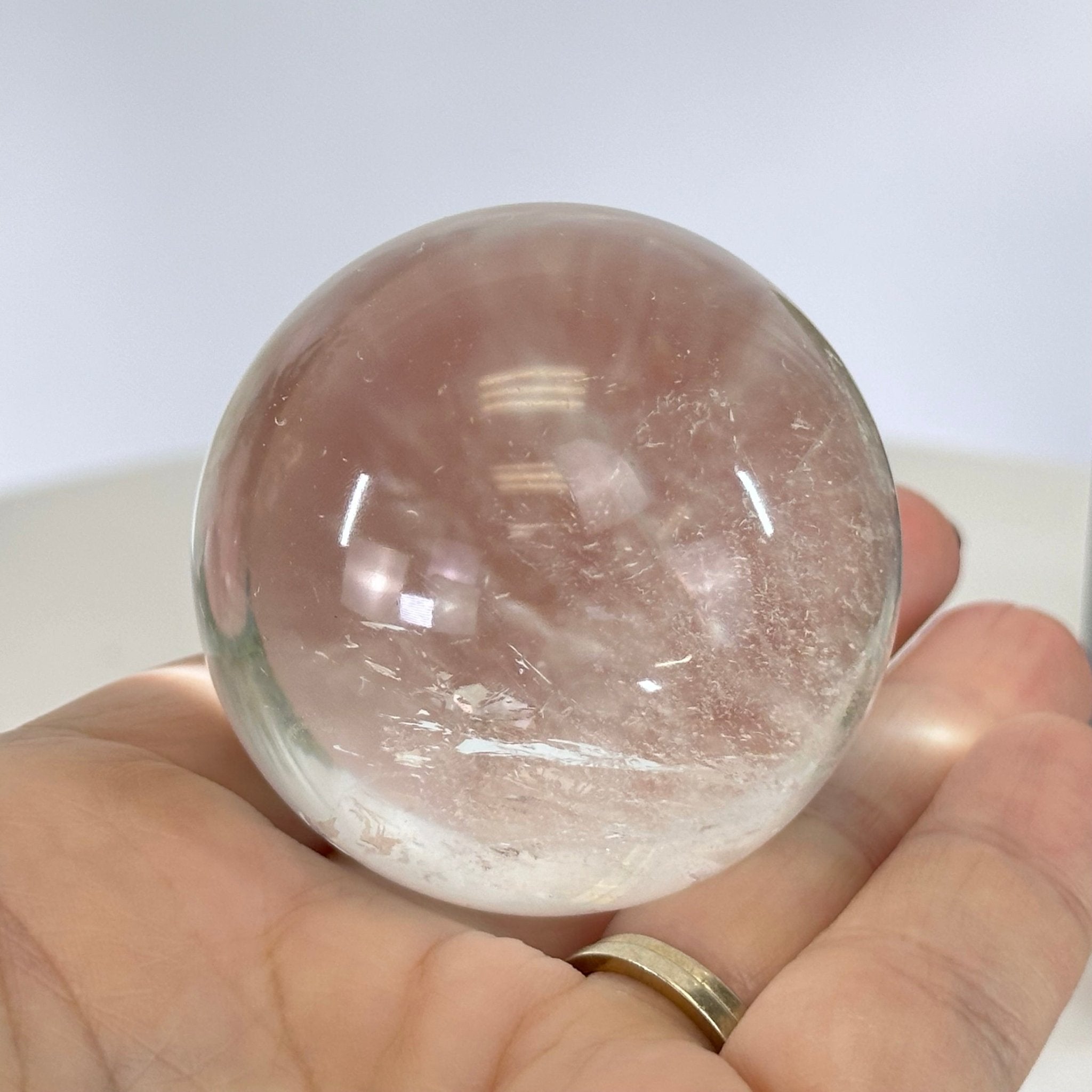 Super Quality Clear Quartz Sphere on a Metal Base, 0.4 lbs & 4.6" Tall #5631 - 0013 - Brazil GemsBrazil GemsSuper Quality Clear Quartz Sphere on a Metal Base, 0.4 lbs & 4.6" Tall #5631 - 0013Spheres5631 - 0013