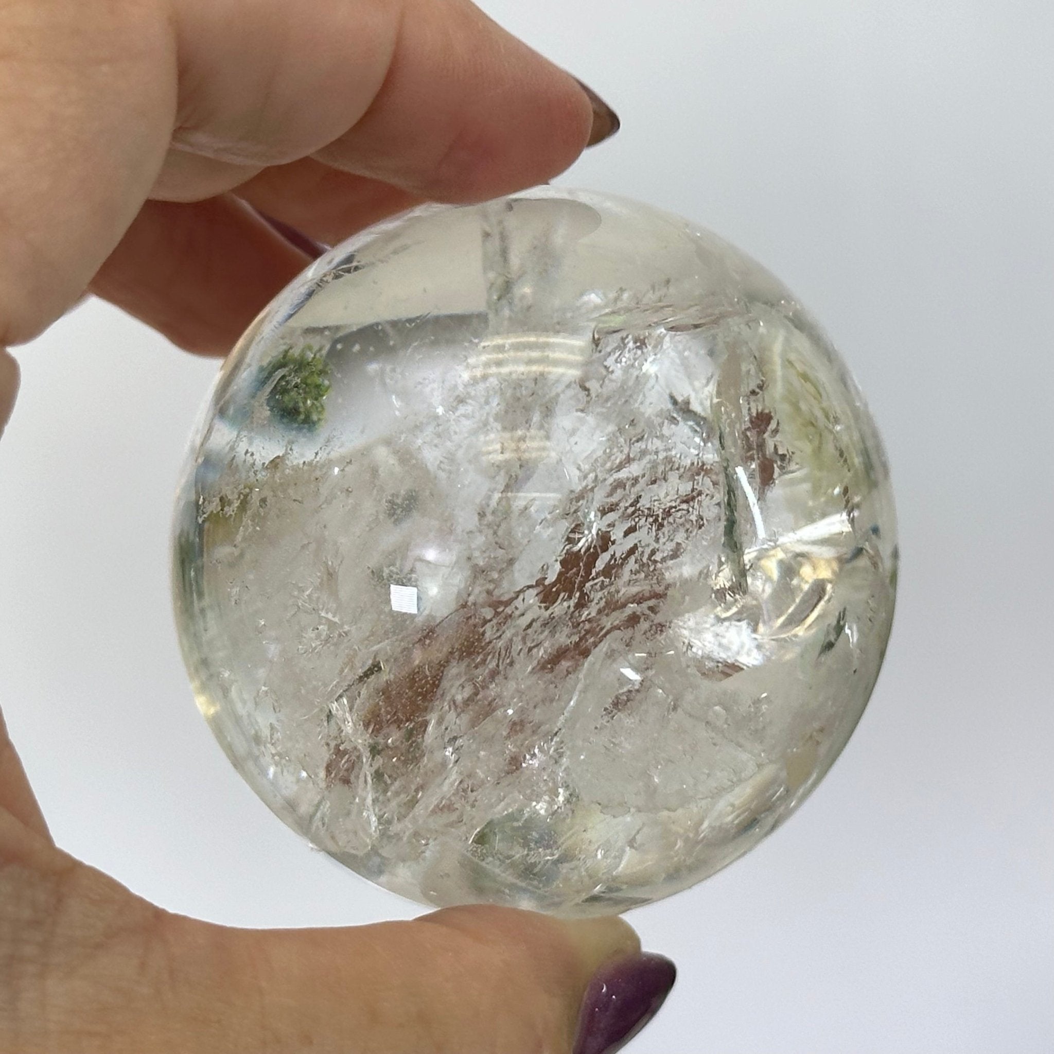 Super Quality Clear Quartz Sphere on a Metal Base, 0.6 lbs & 4.9" Tall #5631 - 0014 - Brazil GemsBrazil GemsSuper Quality Clear Quartz Sphere on a Metal Base, 0.6 lbs & 4.9" Tall #5631 - 0014Spheres5631 - 0014