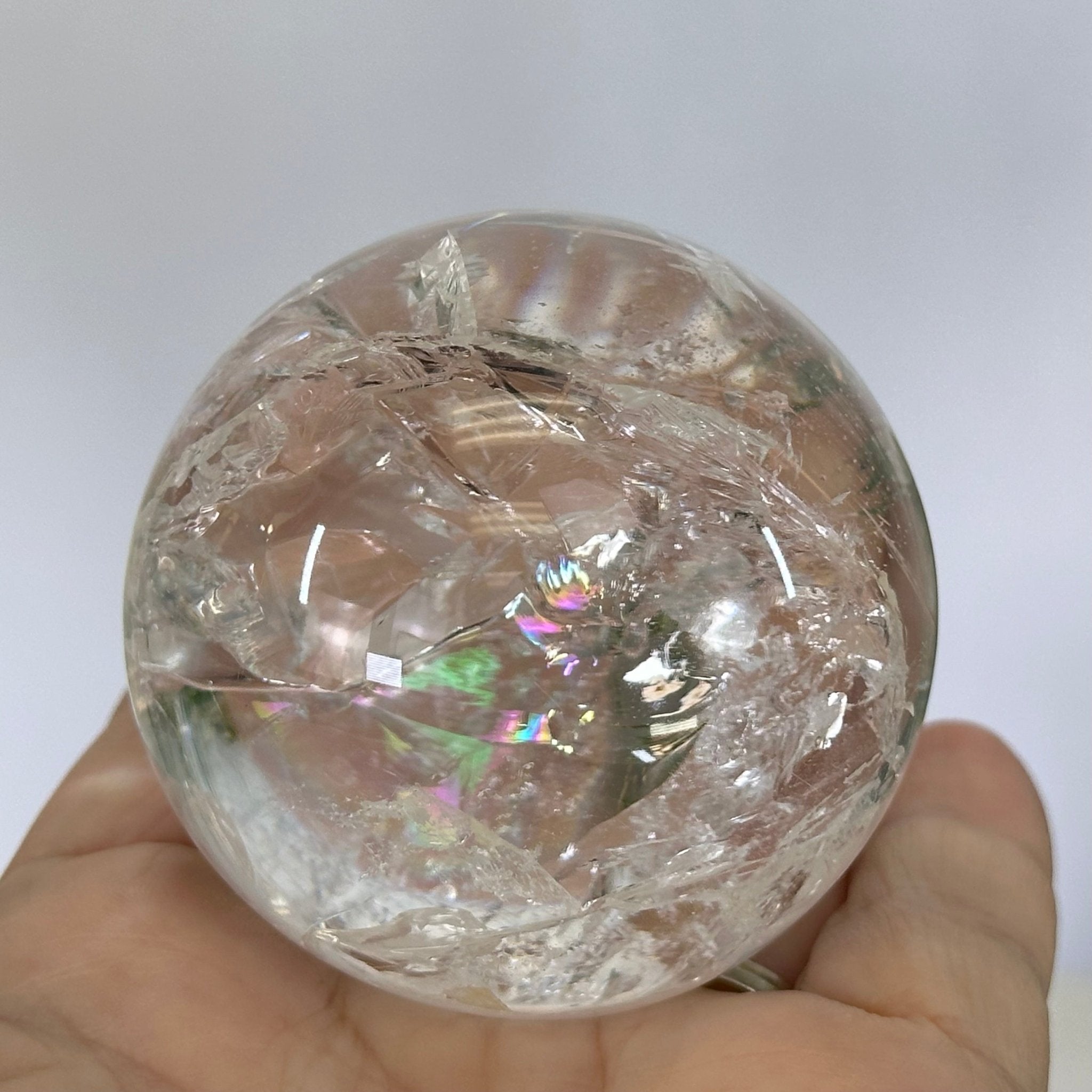 Super Quality Clear Quartz Sphere on a Metal Base, 0.6 lbs & 4.9" Tall #5631 - 0014 - Brazil GemsBrazil GemsSuper Quality Clear Quartz Sphere on a Metal Base, 0.6 lbs & 4.9" Tall #5631 - 0014Spheres5631 - 0014