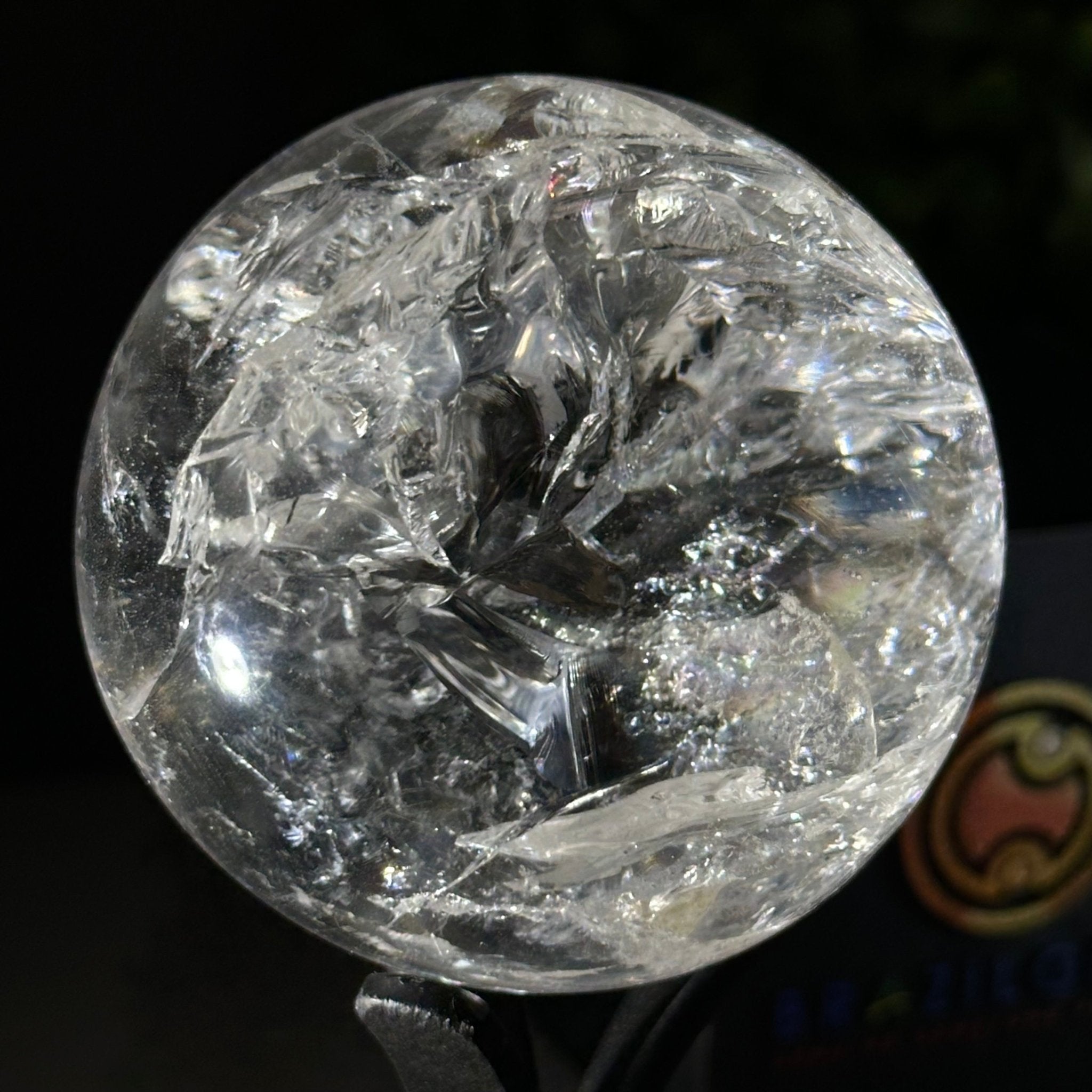 Super Quality Clear Quartz Sphere on a Metal Base, 0.6 lbs & 4.9" Tall #5631 - 0014 - Brazil GemsBrazil GemsSuper Quality Clear Quartz Sphere on a Metal Base, 0.6 lbs & 4.9" Tall #5631 - 0014Spheres5631 - 0014