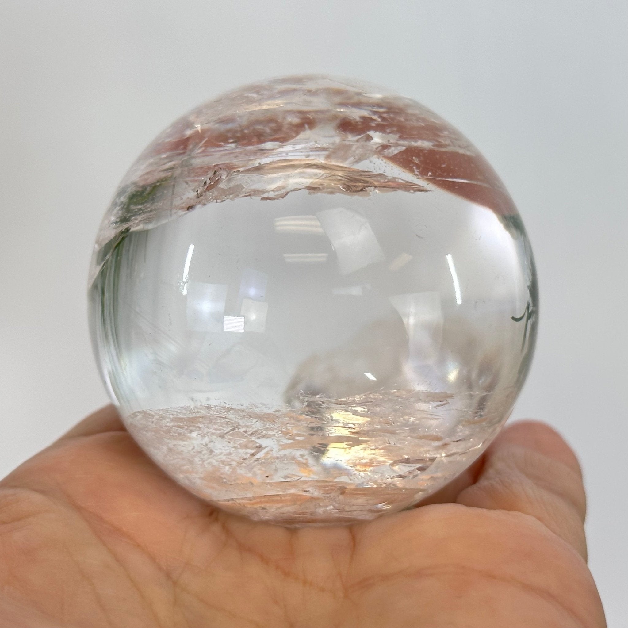 Super Quality Clear Quartz Sphere on a Metal Base, 0.7 lbs & 5" Tall #5631 - 0015 - Brazil GemsBrazil GemsSuper Quality Clear Quartz Sphere on a Metal Base, 0.7 lbs & 5" Tall #5631 - 0015Spheres5631 - 0015