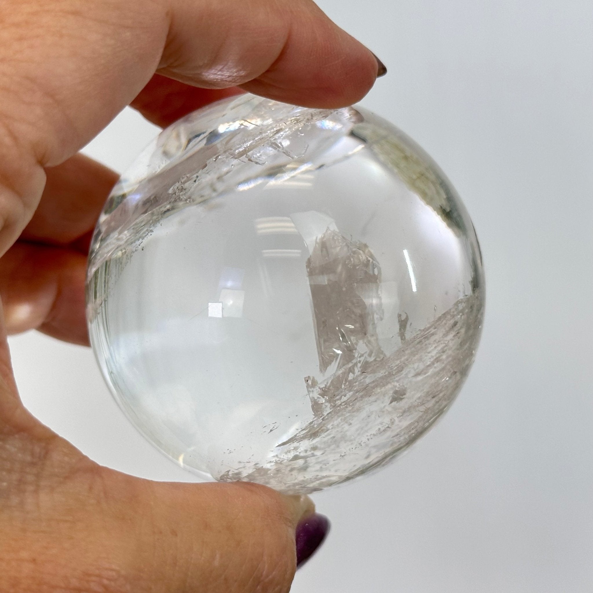 Super Quality Clear Quartz Sphere on a Metal Base, 0.7 lbs & 5" Tall #5631 - 0015 - Brazil GemsBrazil GemsSuper Quality Clear Quartz Sphere on a Metal Base, 0.7 lbs & 5" Tall #5631 - 0015Spheres5631 - 0015