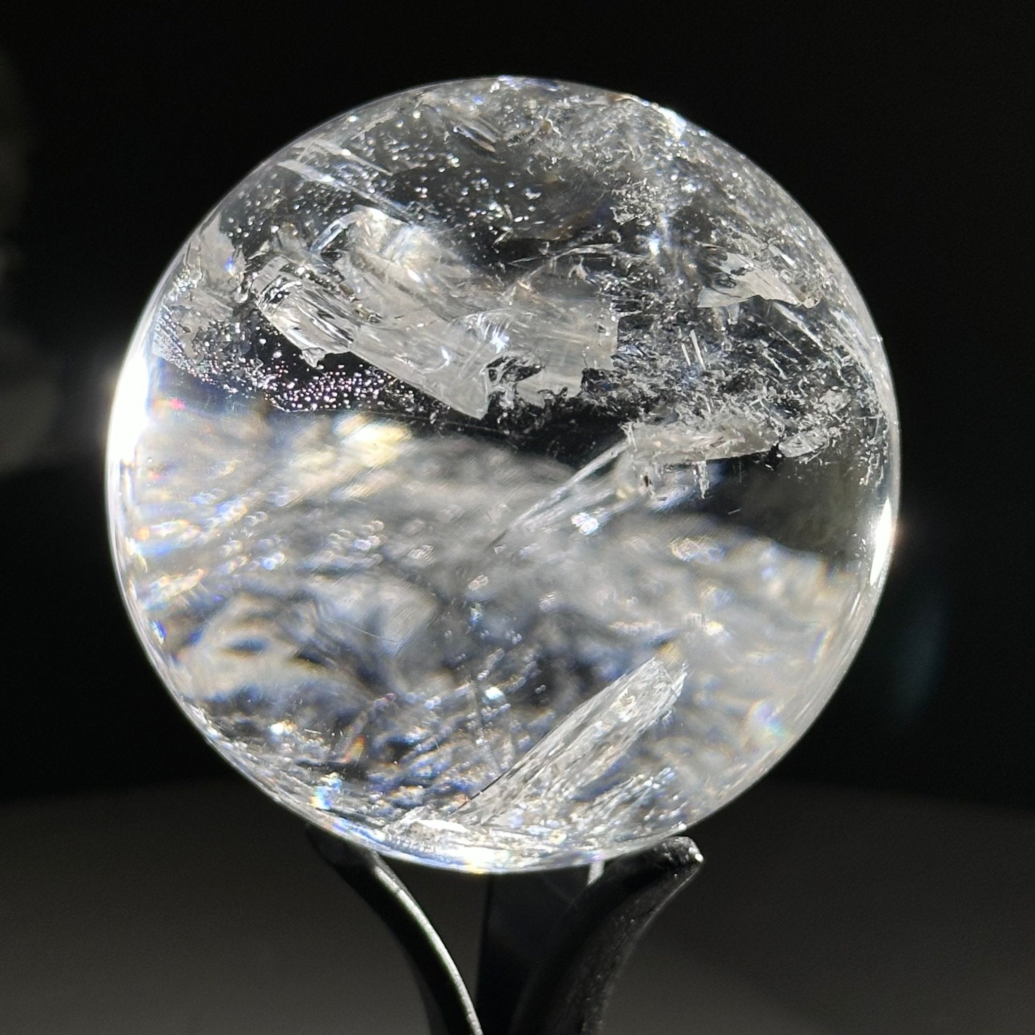 Super Quality Clear Quartz Sphere on a Metal Base, 0.7 lbs & 5" Tall #5631 - 0015 - Brazil GemsBrazil GemsSuper Quality Clear Quartz Sphere on a Metal Base, 0.7 lbs & 5" Tall #5631 - 0015Spheres5631 - 0015