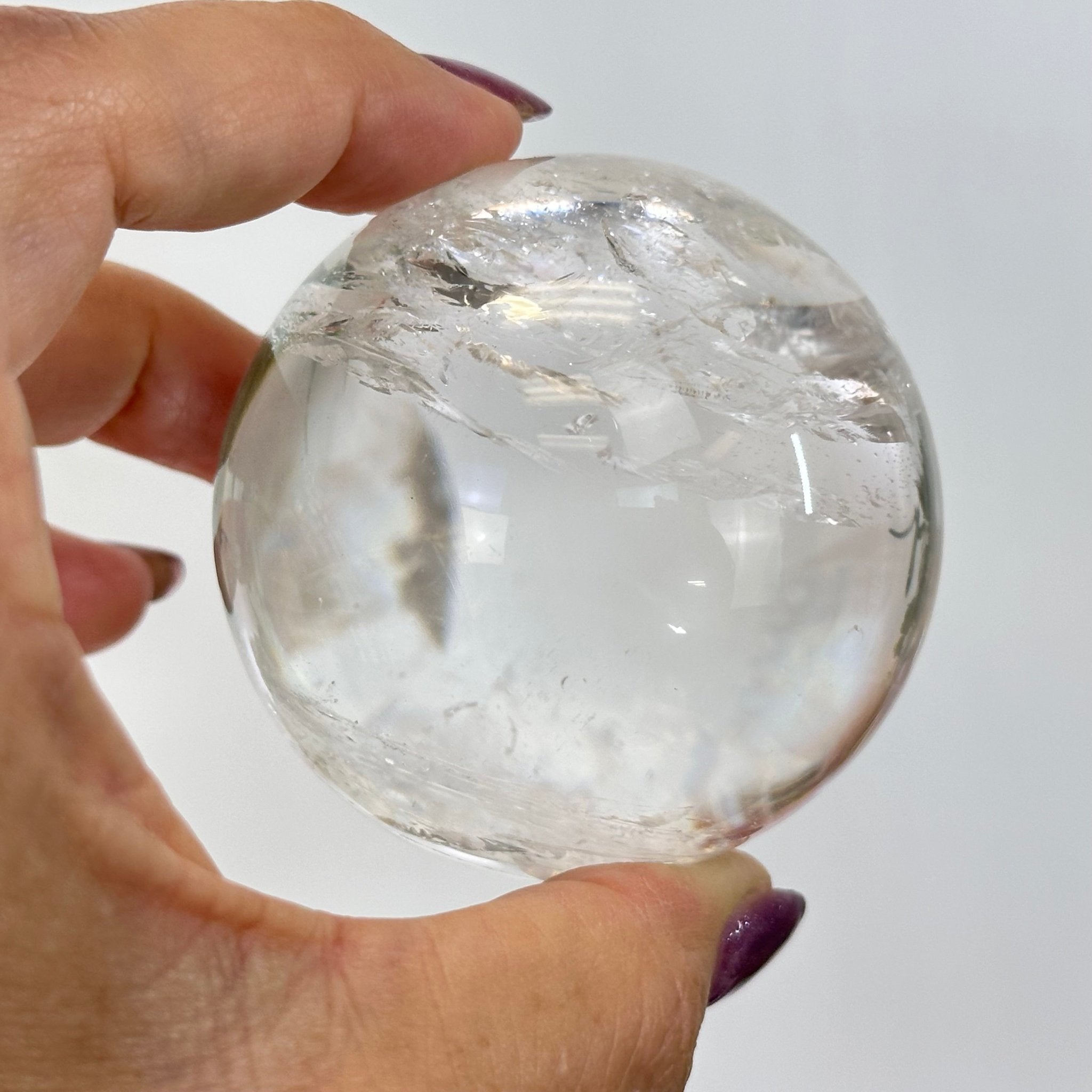 Super Quality Clear Quartz Sphere on a Metal Base, 0.7 lbs & 5" Tall #5631 - 0015 - Brazil GemsBrazil GemsSuper Quality Clear Quartz Sphere on a Metal Base, 0.7 lbs & 5" Tall #5631 - 0015Spheres5631 - 0015