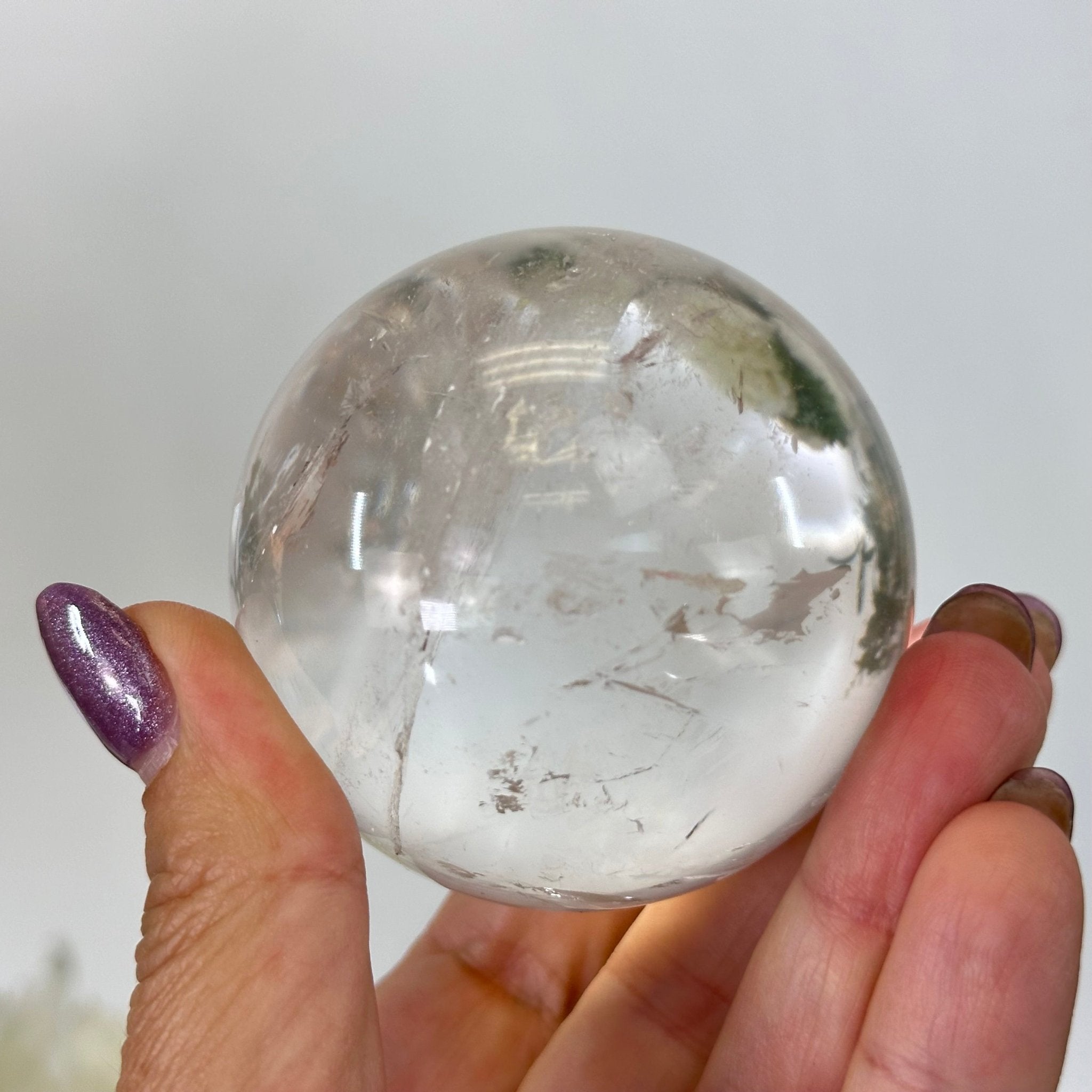 Super Quality Clear Quartz Sphere on a Metal Base, 0.7 lbs & 5.1" Tall #5631 - 0016 - Brazil GemsBrazil GemsSuper Quality Clear Quartz Sphere on a Metal Base, 0.7 lbs & 5.1" Tall #5631 - 0016Spheres5631 - 0016