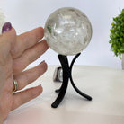 Super Quality Clear Quartz Sphere on a Metal Base, 0.8 lbs & 5.1" Tall #5631 - 0017 - Brazil GemsBrazil GemsSuper Quality Clear Quartz Sphere on a Metal Base, 0.8 lbs & 5.1" Tall #5631 - 0017Spheres5631 - 0017