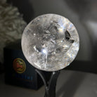 Super Quality Clear Quartz Sphere on a Metal Base, 0.8 lbs & 5.1" Tall #5631 - 0017 - Brazil GemsBrazil GemsSuper Quality Clear Quartz Sphere on a Metal Base, 0.8 lbs & 5.1" Tall #5631 - 0017Spheres5631 - 0017