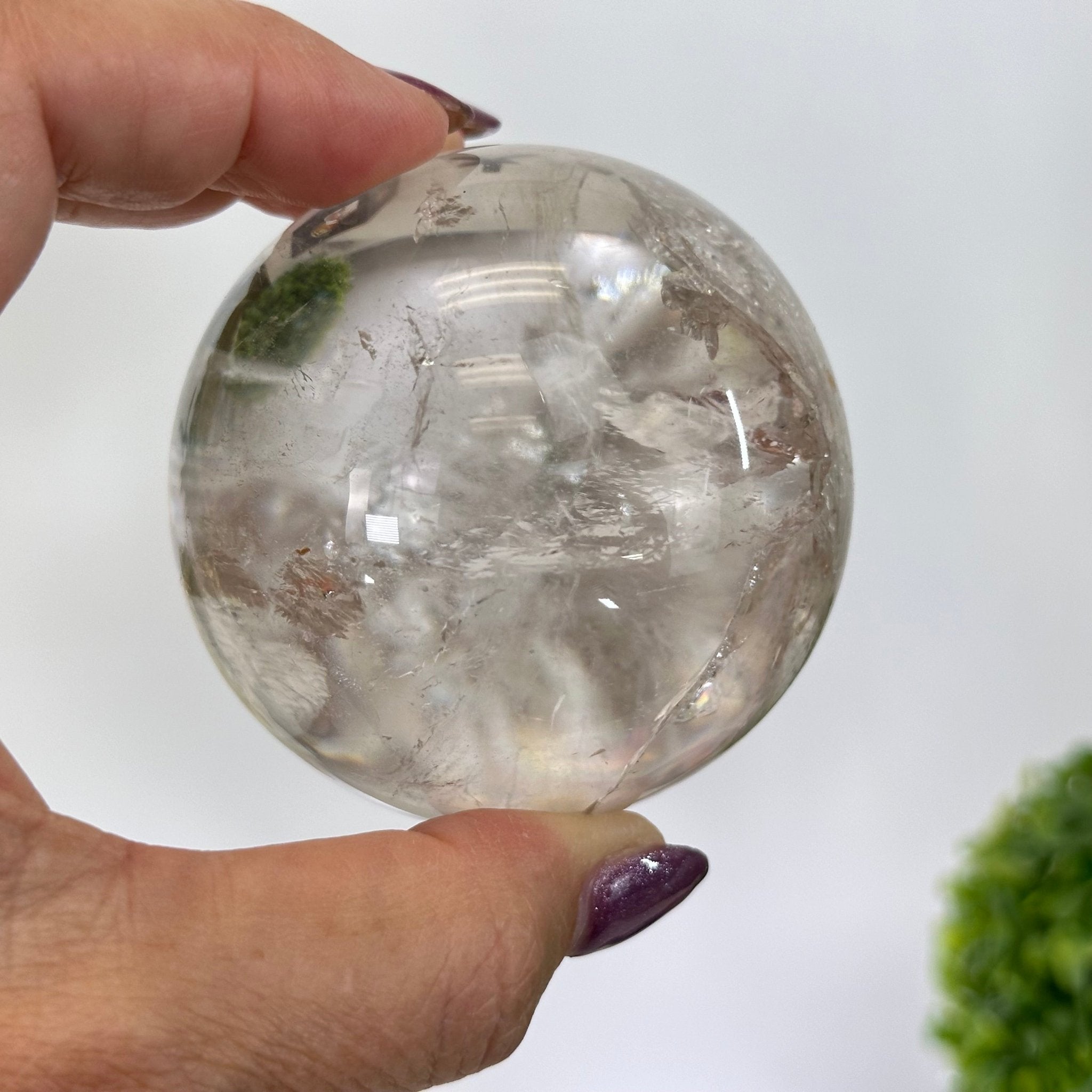 Super Quality Clear Quartz Sphere on a Metal Base, 0.9 lbs & 5.3" Tall #5631 - 0019 - Brazil GemsBrazil GemsSuper Quality Clear Quartz Sphere on a Metal Base, 0.9 lbs & 5.3" Tall #5631 - 0019Spheres5631 - 0019