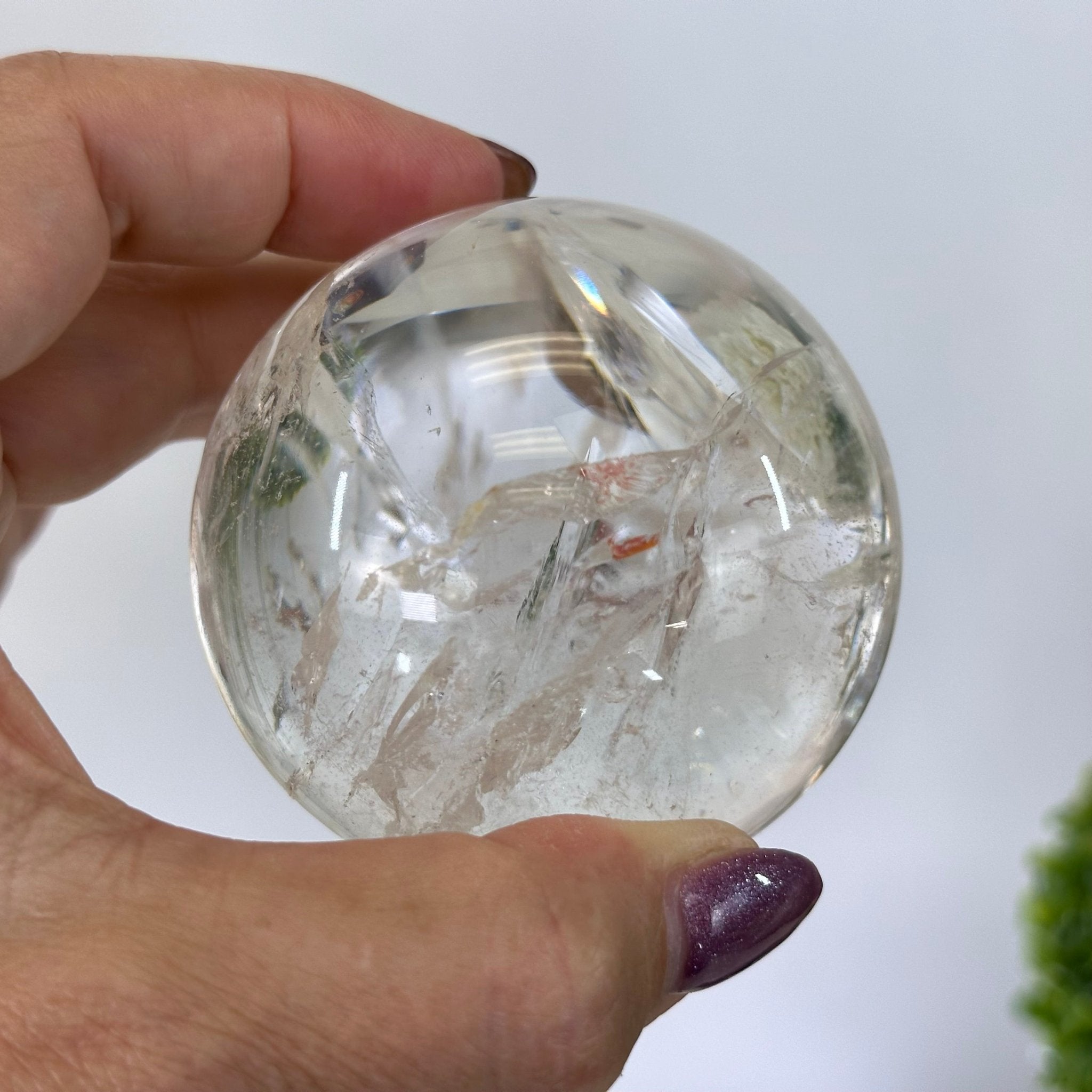 Super Quality Clear Quartz Sphere on a Metal Base, 1 lb & 5.4" Tall #5631 - 0020 - Brazil GemsBrazil GemsSuper Quality Clear Quartz Sphere on a Metal Base, 1 lb & 5.4" Tall #5631 - 0020Spheres5631 - 0020