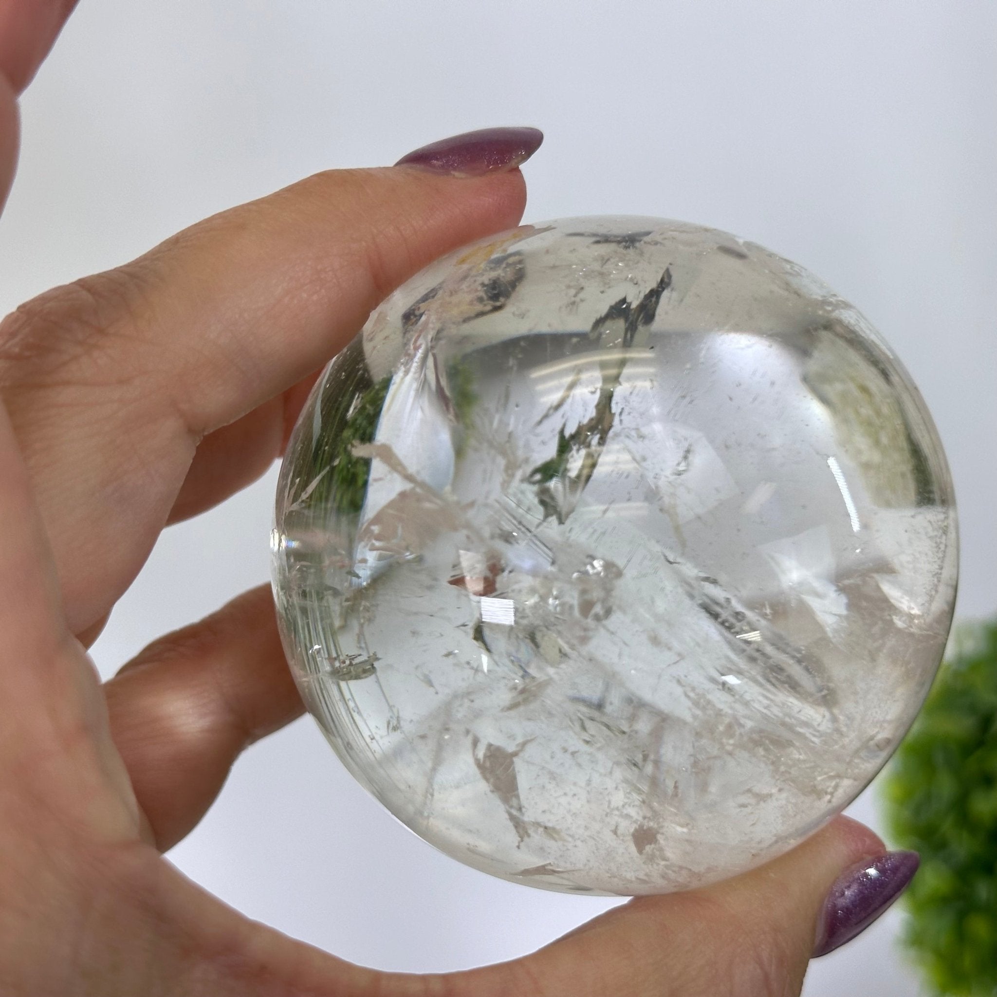 Super Quality Clear Quartz Sphere on a Metal Base, 1 lb & 5.4" Tall #5631 - 0020 - Brazil GemsBrazil GemsSuper Quality Clear Quartz Sphere on a Metal Base, 1 lb & 5.4" Tall #5631 - 0020Spheres5631 - 0020