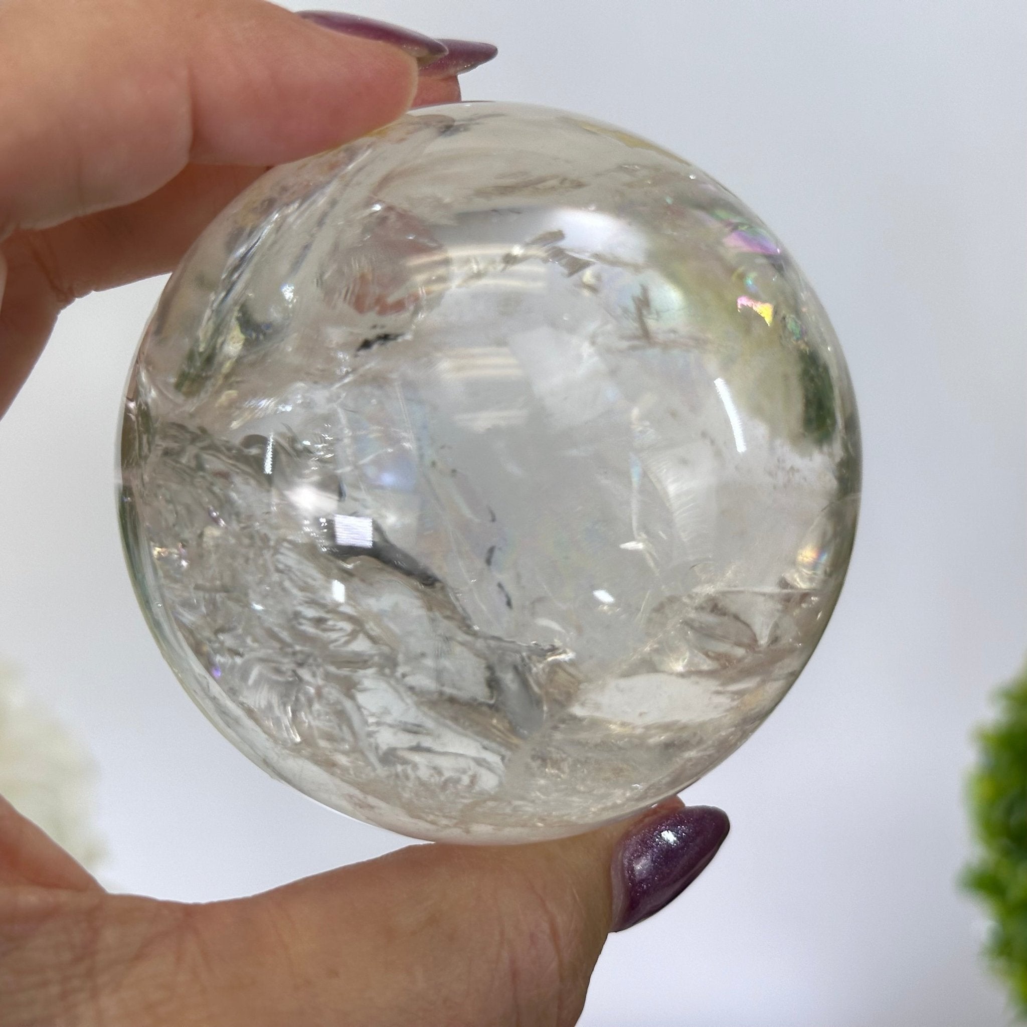 Super Quality Clear Quartz Sphere on a Metal Base, 1 lb & 5.4" Tall #5631 - 0020 - Brazil GemsBrazil GemsSuper Quality Clear Quartz Sphere on a Metal Base, 1 lb & 5.4" Tall #5631 - 0020Spheres5631 - 0020