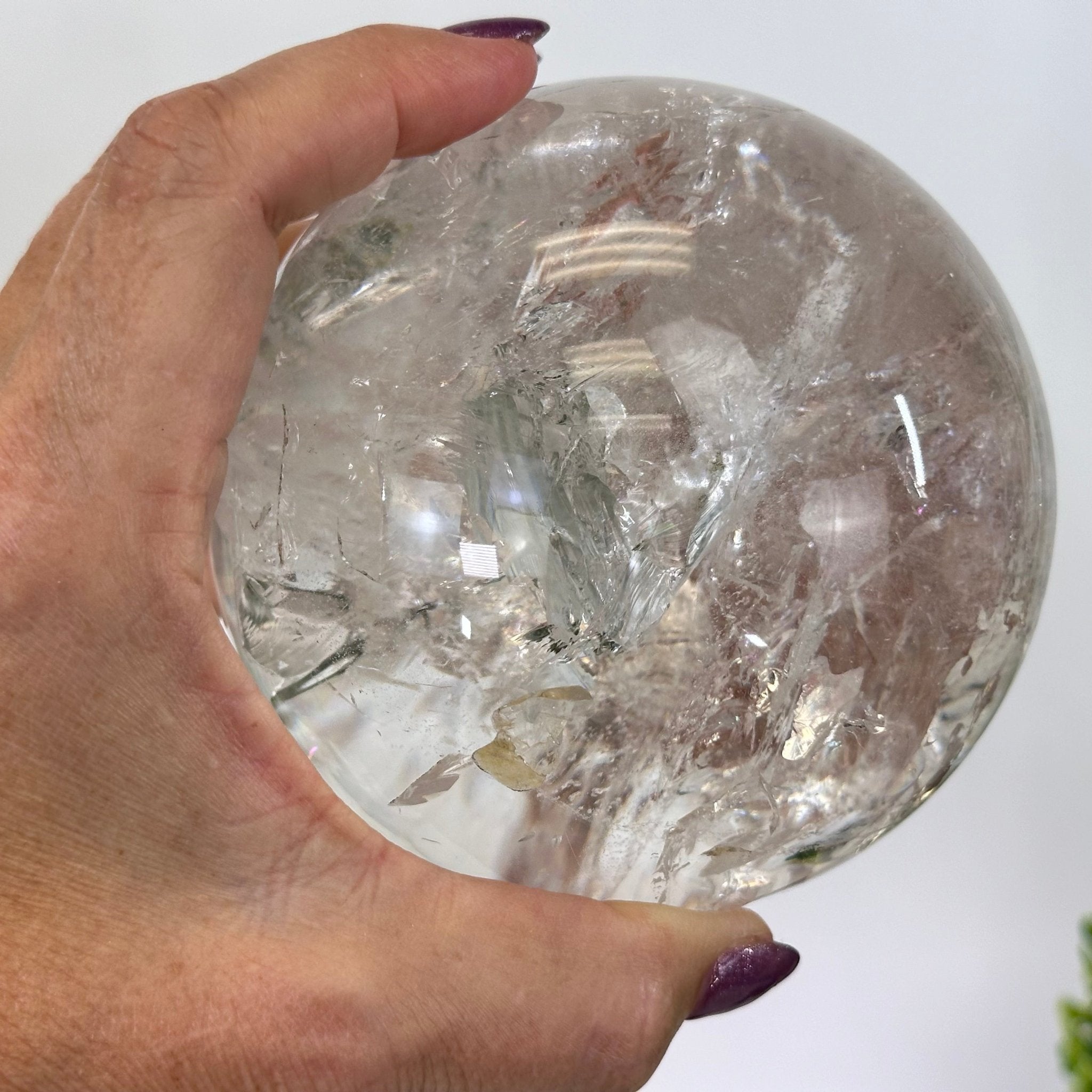 Super Quality Clear Quartz Sphere on a Metal Base 3.8 lbs & 7.5" Tall #5631 - 0030 - Brazil GemsBrazil GemsSuper Quality Clear Quartz Sphere on a Metal Base 3.8 lbs & 7.5" Tall #5631 - 0030Spheres5631 - 0030