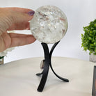 Super Quality Clear Quartz Sphere on Metal Base 1.7 lbs & 7.1" Tall #5631 - 0023 - Brazil GemsBrazil GemsSuper Quality Clear Quartz Sphere on Metal Base 1.7 lbs & 7.1" Tall #5631 - 0023Spheres5631 - 0023