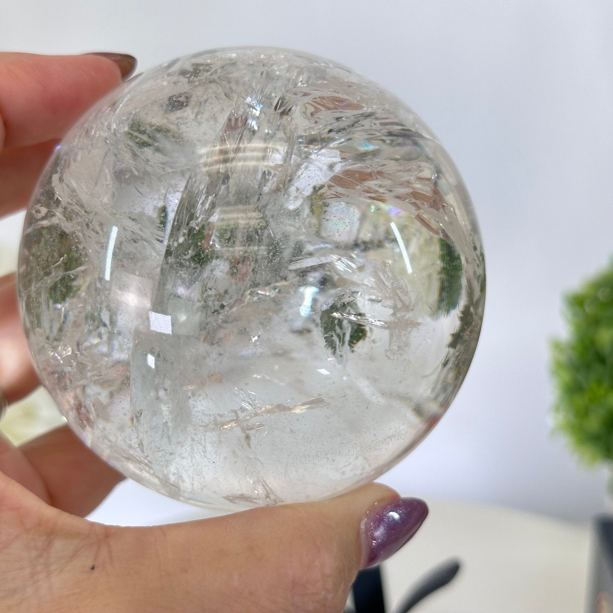 Super Quality Clear Quartz Sphere on Metal Base 1.7 lbs & 7.1" Tall #5631 - 0023 - Brazil GemsBrazil GemsSuper Quality Clear Quartz Sphere on Metal Base 1.7 lbs & 7.1" Tall #5631 - 0023Spheres5631 - 0023