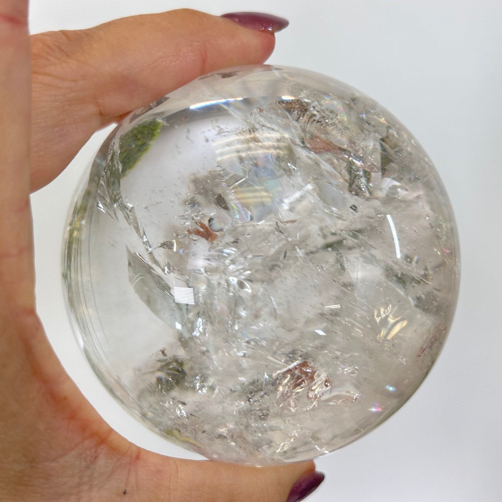 Super Quality Clear Quartz Sphere on Metal Base 1.7 lbs & 7.1" Tall #5631 - 0023 - Brazil GemsBrazil GemsSuper Quality Clear Quartz Sphere on Metal Base 1.7 lbs & 7.1" Tall #5631 - 0023Spheres5631 - 0023