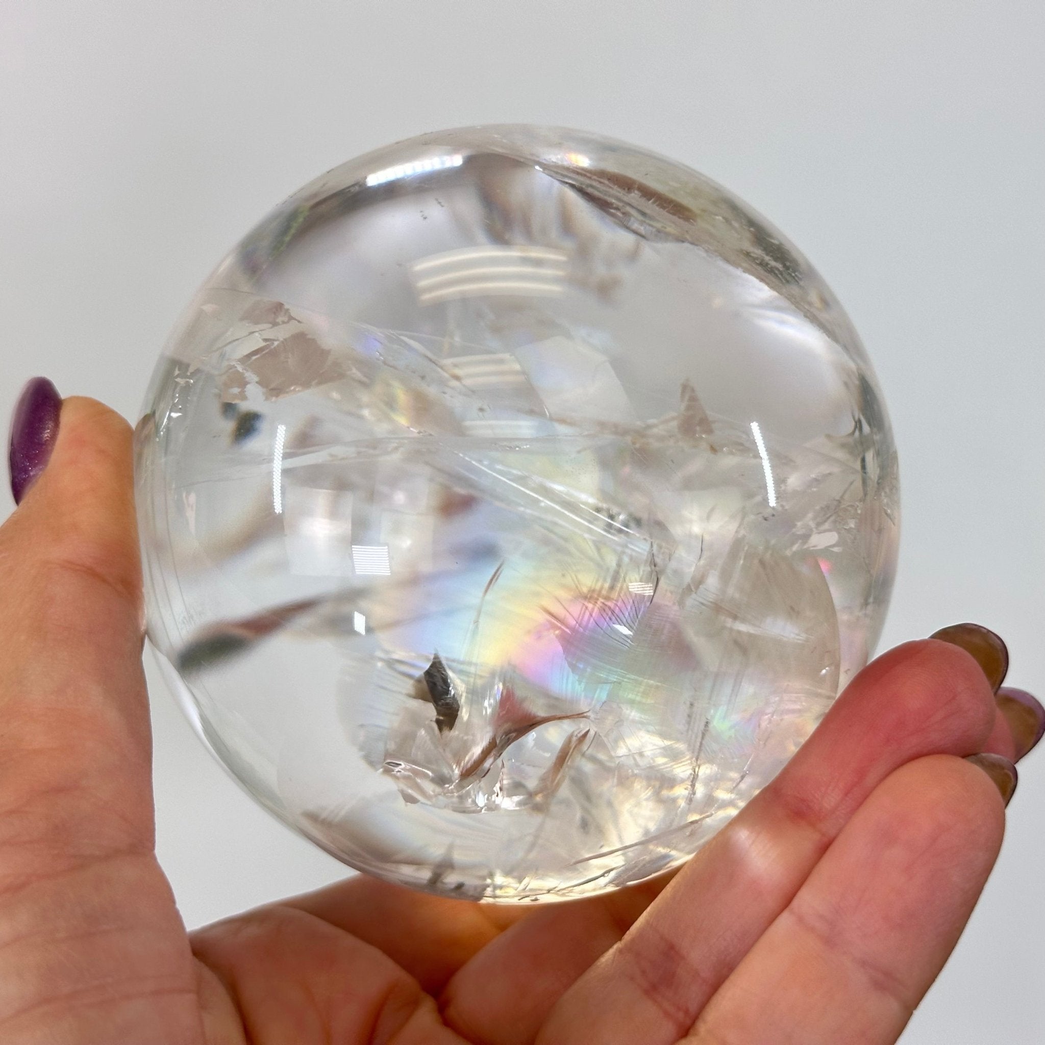 Super Quality Clear Quartz Sphere on Metal Base 2.1 lbs & 7.2" Tall #5631 - 0025 - Brazil GemsBrazil GemsSuper Quality Clear Quartz Sphere on Metal Base 2.1 lbs & 7.2" Tall #5631 - 0025Spheres5631 - 0025