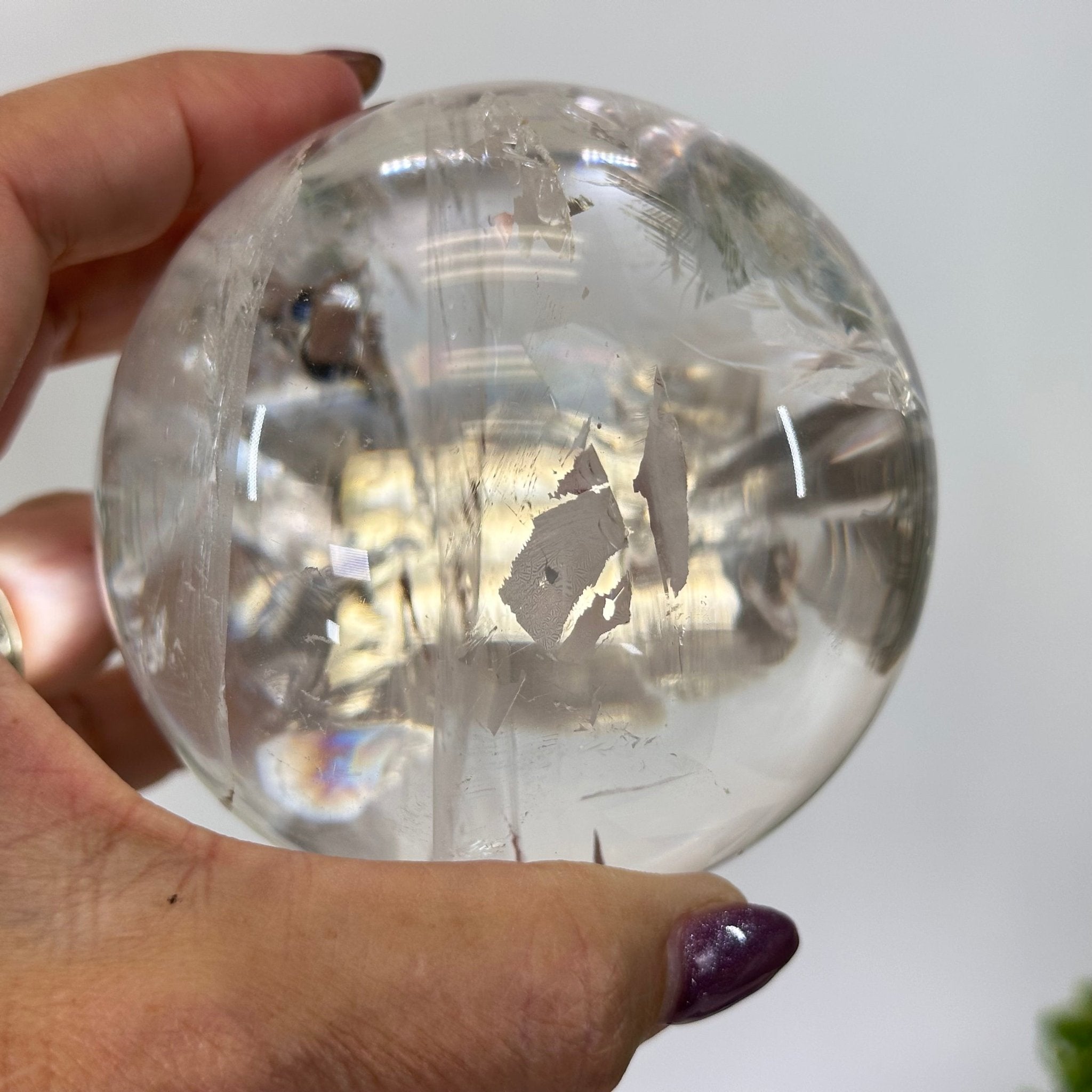 Super Quality Clear Quartz Sphere on Metal Base 2.1 lbs & 7.2" Tall #5631 - 0025 - Brazil GemsBrazil GemsSuper Quality Clear Quartz Sphere on Metal Base 2.1 lbs & 7.2" Tall #5631 - 0025Spheres5631 - 0025