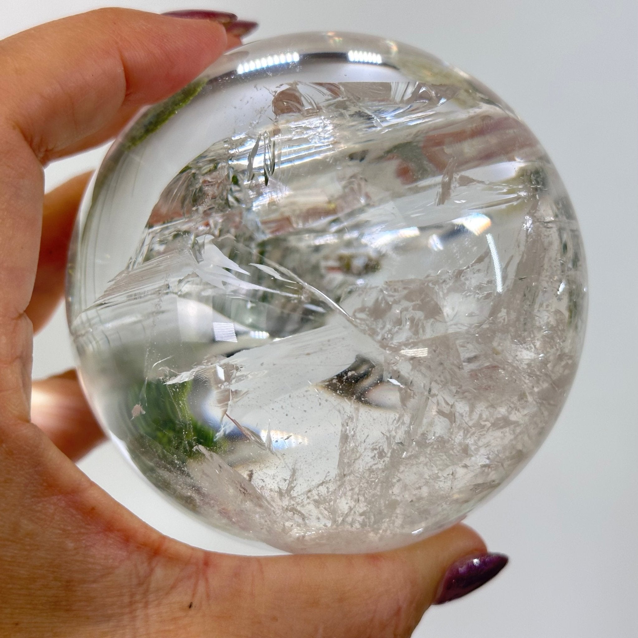 Super Quality Clear Quartz Sphere on Metal Base 2.2 lbs & 7.4" Tall #5631 - 0026 - Brazil GemsBrazil GemsSuper Quality Clear Quartz Sphere on Metal Base 2.2 lbs & 7.4" Tall #5631 - 0026Spheres5631 - 0026