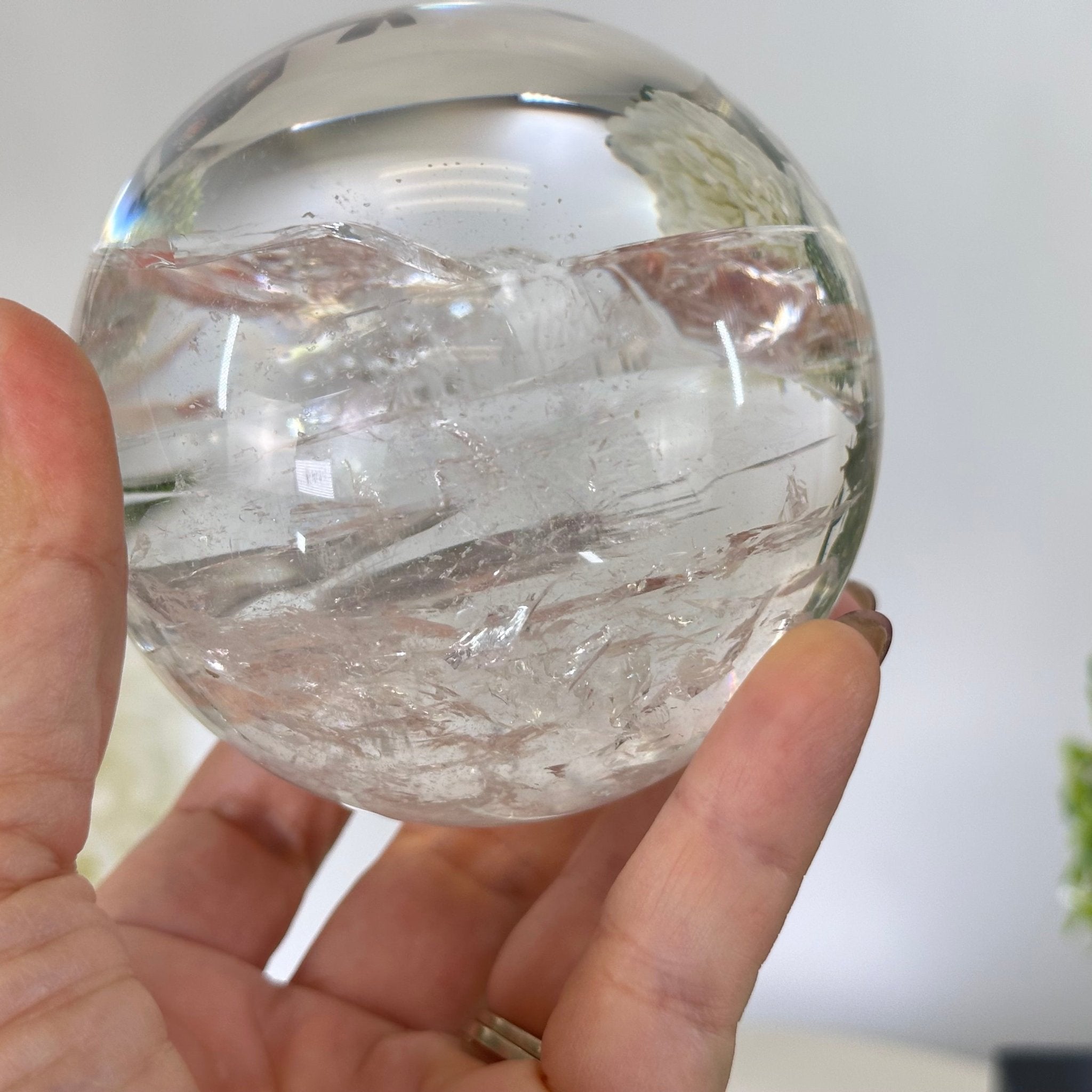 Super Quality Clear Quartz Sphere on Metal Base 2.2 lbs & 7.4" Tall #5631 - 0026 - Brazil GemsBrazil GemsSuper Quality Clear Quartz Sphere on Metal Base 2.2 lbs & 7.4" Tall #5631 - 0026Spheres5631 - 0026