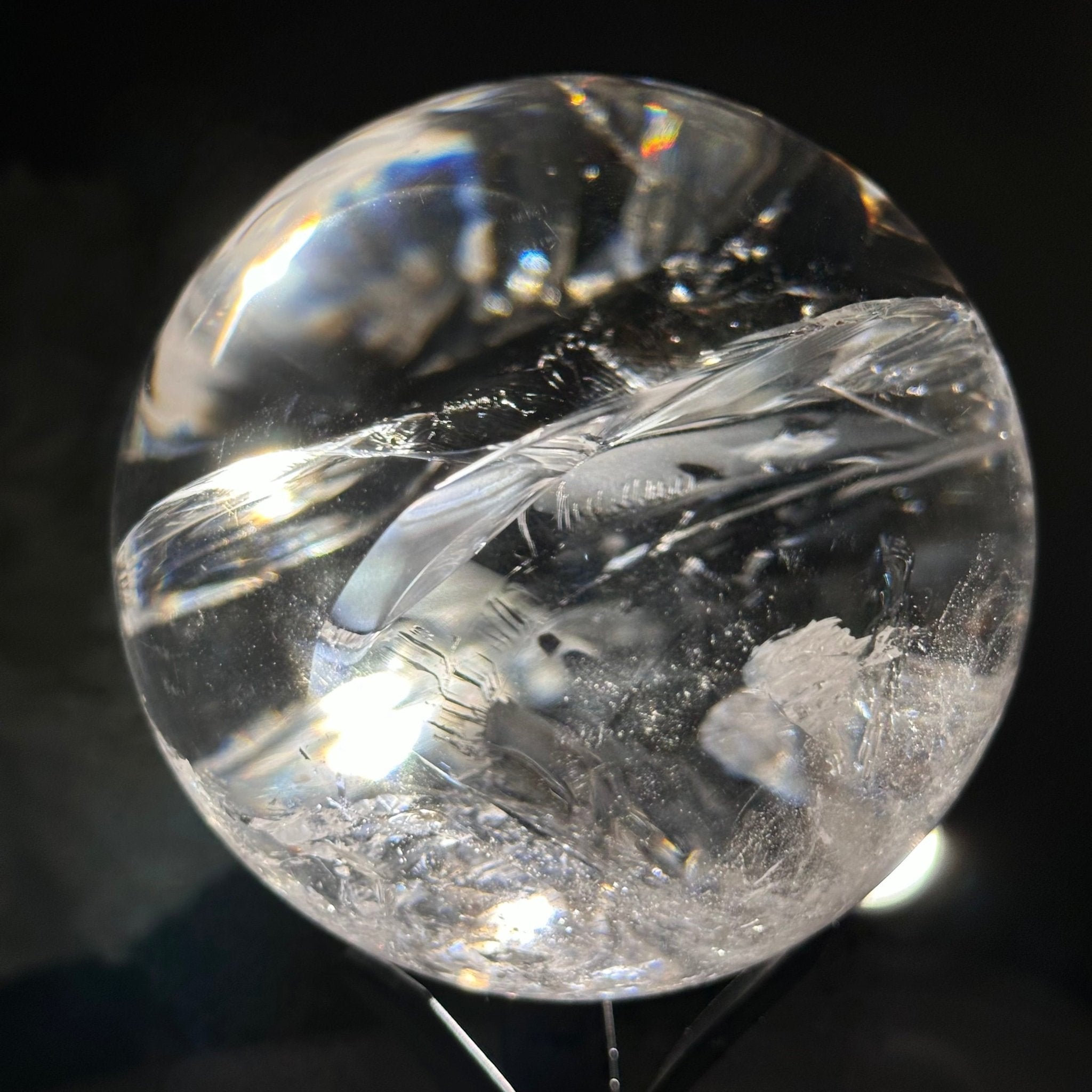 Super Quality Clear Quartz Sphere on Metal Base 2.2 lbs & 7.4" Tall #5631 - 0026 - Brazil GemsBrazil GemsSuper Quality Clear Quartz Sphere on Metal Base 2.2 lbs & 7.4" Tall #5631 - 0026Spheres5631 - 0026