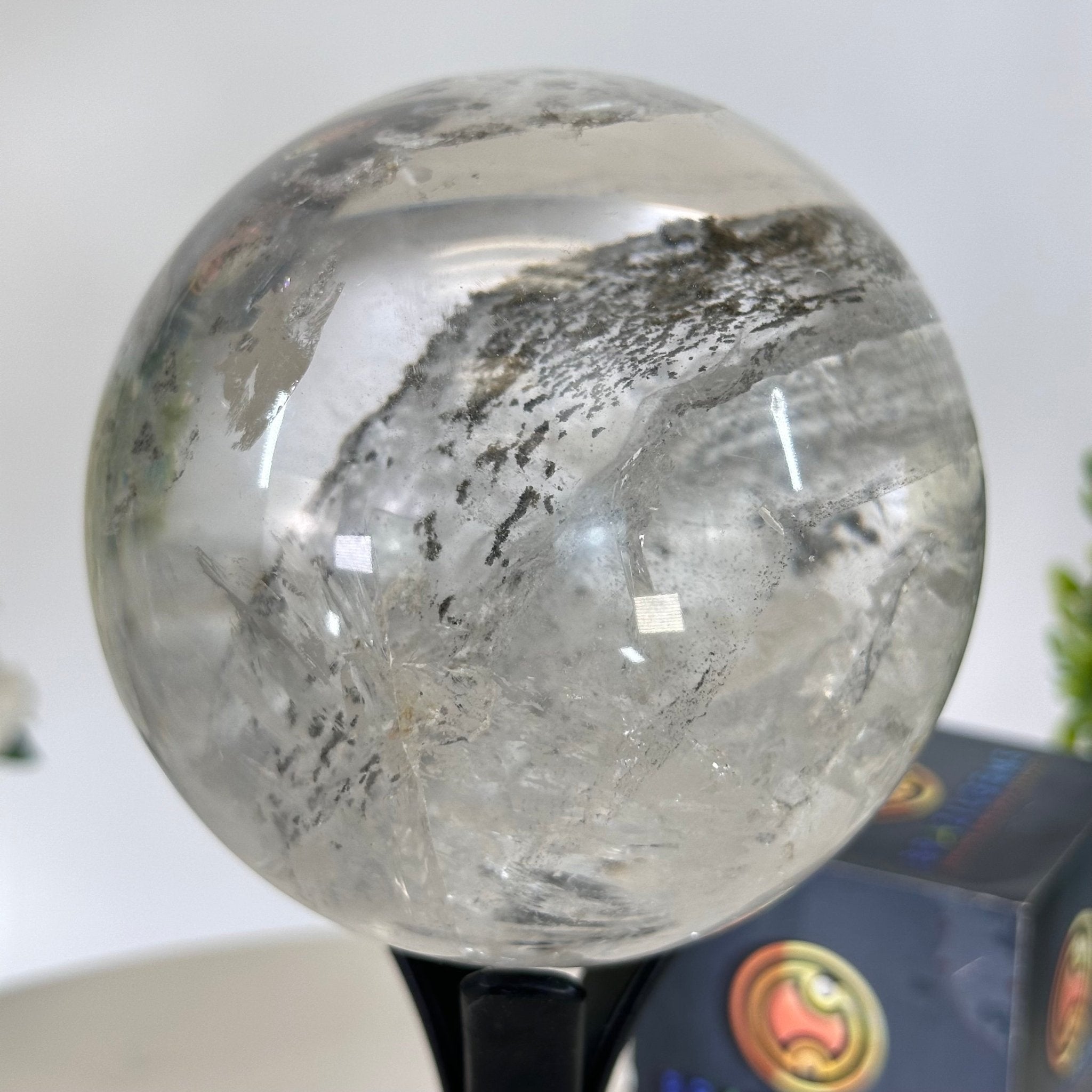 Super Quality Clear Quartz Sphere on Metal Base 2.4 lbs & 7.5" Tall #5631 - 0028 - Brazil GemsBrazil GemsSuper Quality Clear Quartz Sphere on Metal Base 2.4 lbs & 7.5" Tall #5631 - 0028Spheres5631 - 0028