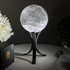 Super Quality Clear Quartz Sphere on Metal Base 2.4 lbs & 7.5" Tall #5631 - 0028 - Brazil GemsBrazil GemsSuper Quality Clear Quartz Sphere on Metal Base 2.4 lbs & 7.5" Tall #5631 - 0028Spheres5631 - 0028