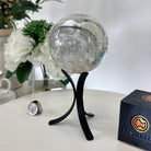 Super Quality Clear Quartz Sphere on Metal Base 2.4 lbs & 7.5" Tall #5631 - 0028 - Brazil GemsBrazil GemsSuper Quality Clear Quartz Sphere on Metal Base 2.4 lbs & 7.5" Tall #5631 - 0028Spheres5631 - 0028