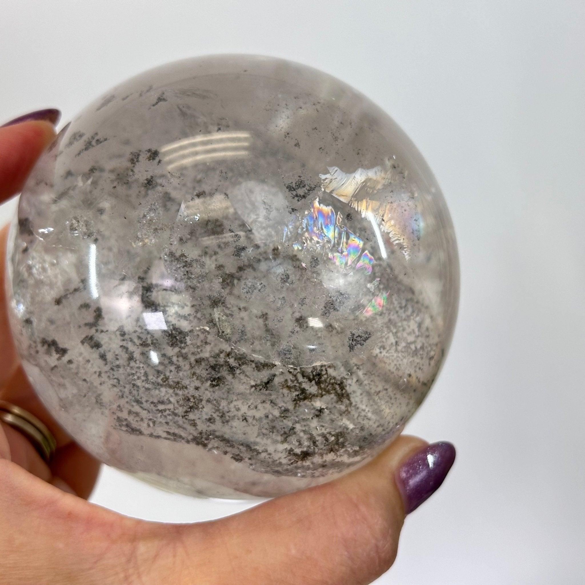 Super Quality Clear Quartz Sphere on Metal Base 2.4 lbs & 7.5" Tall #5631 - 0028 - Brazil GemsBrazil GemsSuper Quality Clear Quartz Sphere on Metal Base 2.4 lbs & 7.5" Tall #5631 - 0028Spheres5631 - 0028