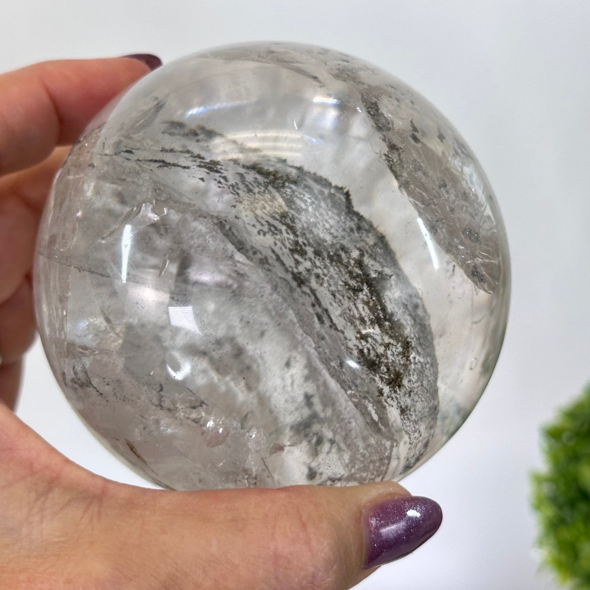 Super Quality Clear Quartz Sphere on Metal Base 2.4 lbs & 7.5" Tall #5631 - 0028 - Brazil GemsBrazil GemsSuper Quality Clear Quartz Sphere on Metal Base 2.4 lbs & 7.5" Tall #5631 - 0028Spheres5631 - 0028