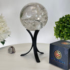 Super Quality Clear Quartz Sphere on Metal Base 2.5 lbs & 7.5" Tall #5631 - 0029 - Brazil GemsBrazil GemsSuper Quality Clear Quartz Sphere on Metal Base 2.5 lbs & 7.5" Tall #5631 - 0029Spheres5631 - 0029