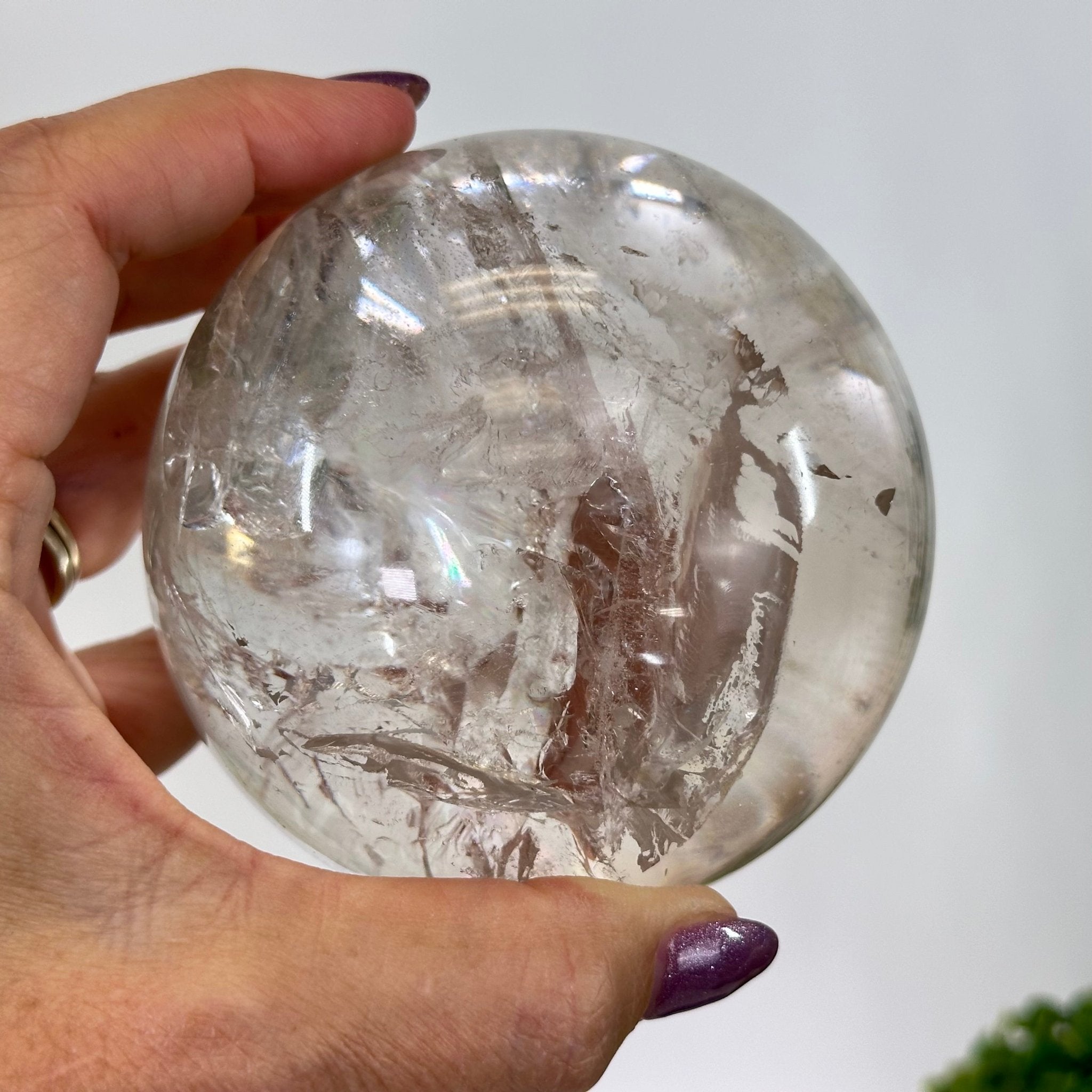 Super Quality Clear Quartz Sphere on Metal Base 2.5 lbs & 7.5" Tall #5631 - 0029 - Brazil GemsBrazil GemsSuper Quality Clear Quartz Sphere on Metal Base 2.5 lbs & 7.5" Tall #5631 - 0029Spheres5631 - 0029