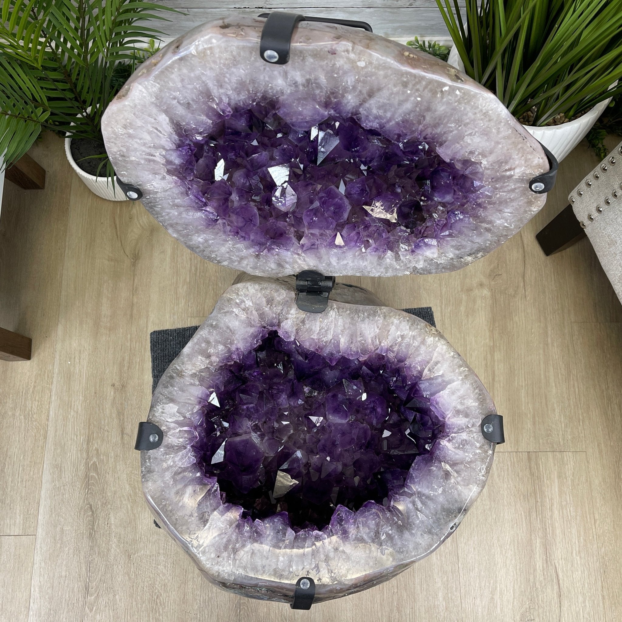 Super Quality Polished Amethyst "Jewelry Box", Clam Shell style Lid, 187.4 lbs & 24" tall, Model #5656-0007 by Brazil Gems - Brazil GemsBrazil GemsSuper Quality Polished Amethyst "Jewelry Box", Clam Shell style Lid, 187.4 lbs & 24" tall, Model #5656-0007 by Brazil GemsGeode Jewelry Boxes5656-0007