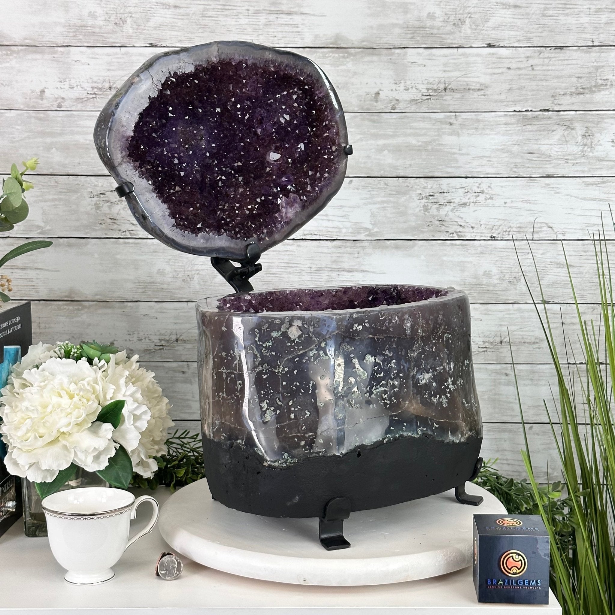 Aura Borealis Amethyst Geode Cluster for Sale | KALIFANO