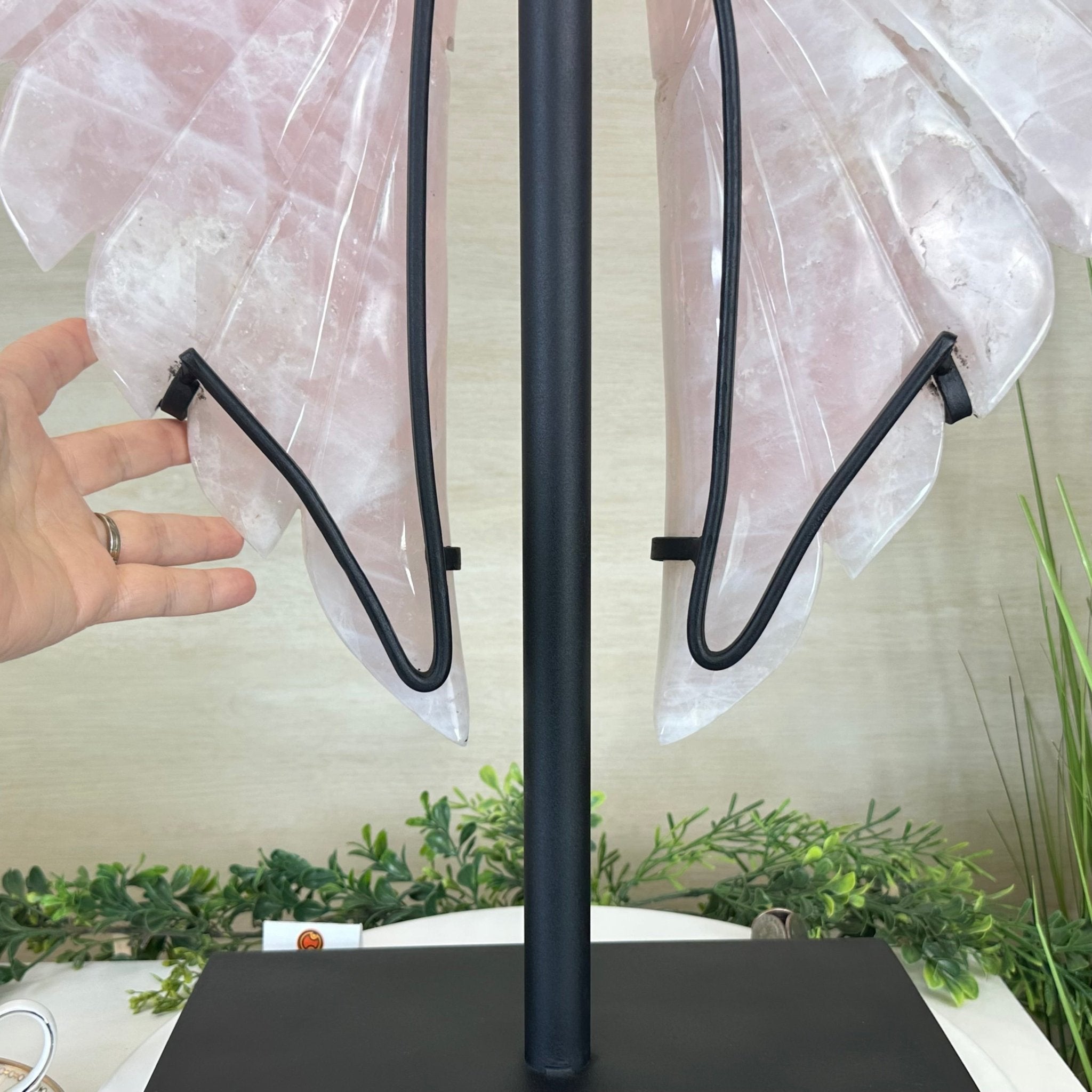 Super Quality Rose Quartz Angel Wings on a Metal Base, 29.7 lbs & 26.2" Tall #4444RQ - 001 - Brazil GemsBrazil GemsSuper Quality Rose Quartz Angel Wings on a Metal Base, 29.7 lbs & 26.2" Tall #4444RQ - 001Carved Angel Wings4444RQ - 001
