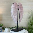 Super Quality Rose Quartz Angel Wings on a Metal Base, 29.7 lbs & 26.2" Tall #4444RQ - 001 - Brazil GemsBrazil GemsSuper Quality Rose Quartz Angel Wings on a Metal Base, 29.7 lbs & 26.2" Tall #4444RQ - 001Carved Angel Wings4444RQ - 001