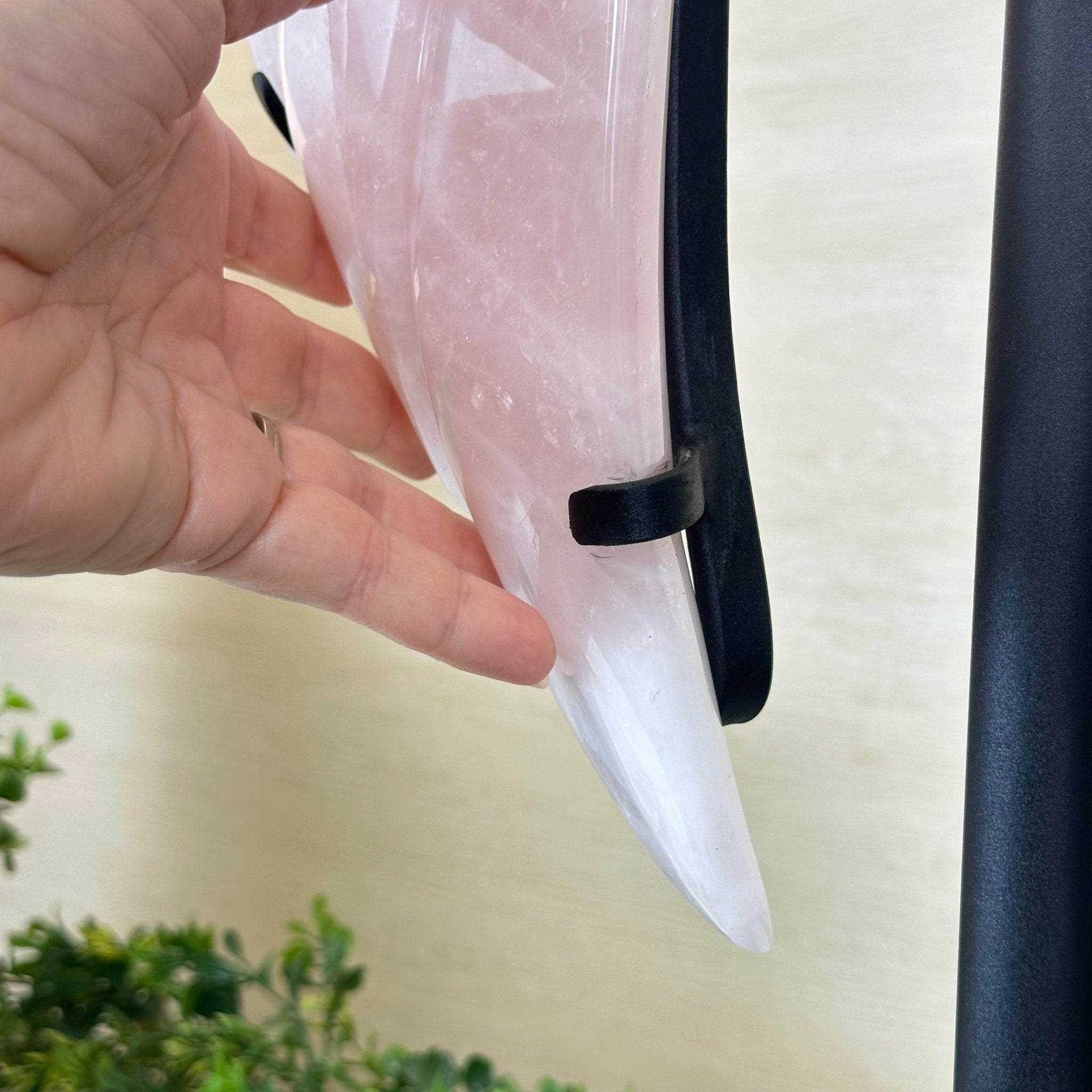Super Quality Rose Quartz Angel Wings on a Metal Base, 29.7 lbs & 26.2" Tall #4444RQ - 001 - Brazil GemsBrazil GemsSuper Quality Rose Quartz Angel Wings on a Metal Base, 29.7 lbs & 26.2" Tall #4444RQ - 001Carved Angel Wings4444RQ - 001
