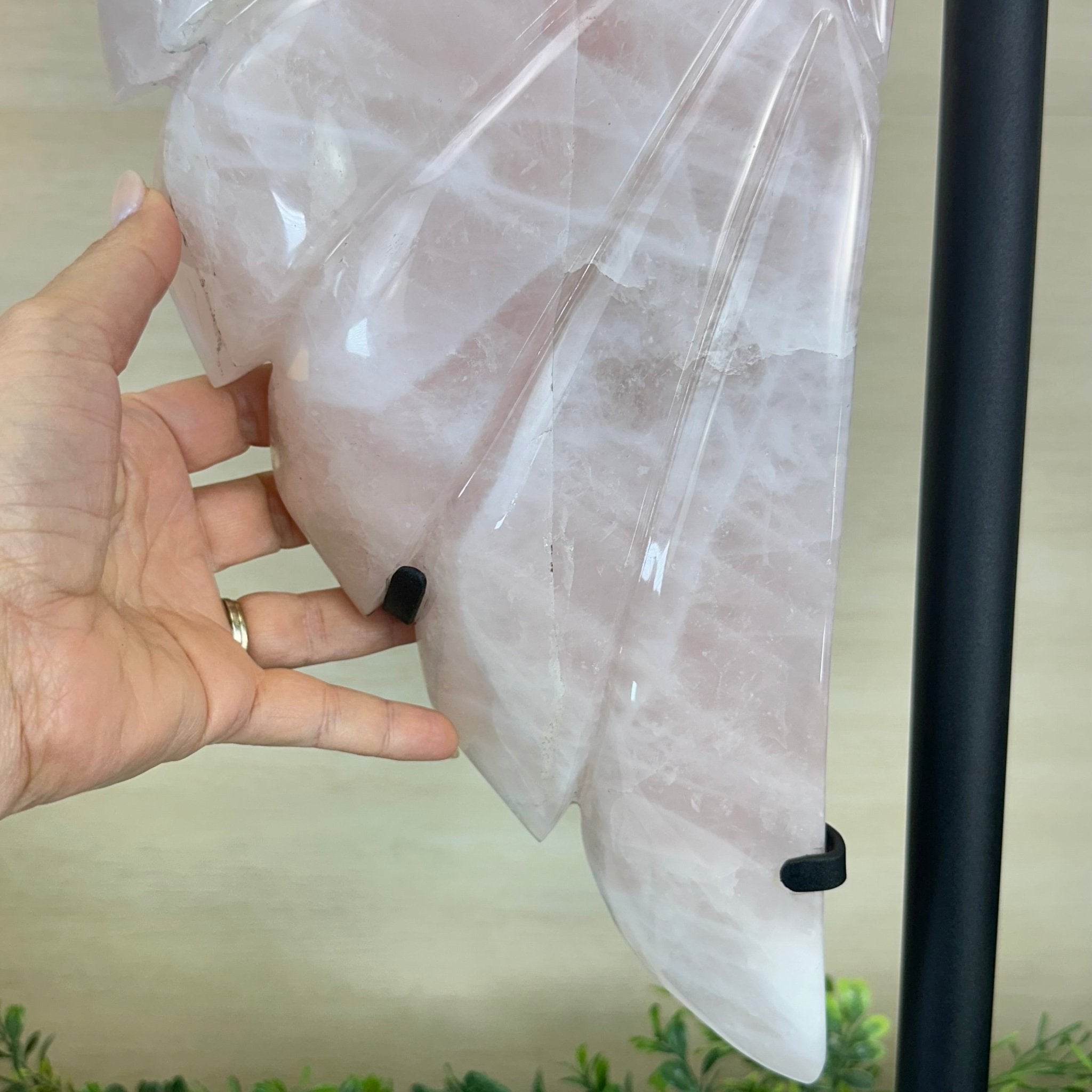Super Quality Rose Quartz Angel Wings on a Metal Base, 29.7 lbs & 26.2" Tall #4444RQ - 001 - Brazil GemsBrazil GemsSuper Quality Rose Quartz Angel Wings on a Metal Base, 29.7 lbs & 26.2" Tall #4444RQ - 001Carved Angel Wings4444RQ - 001