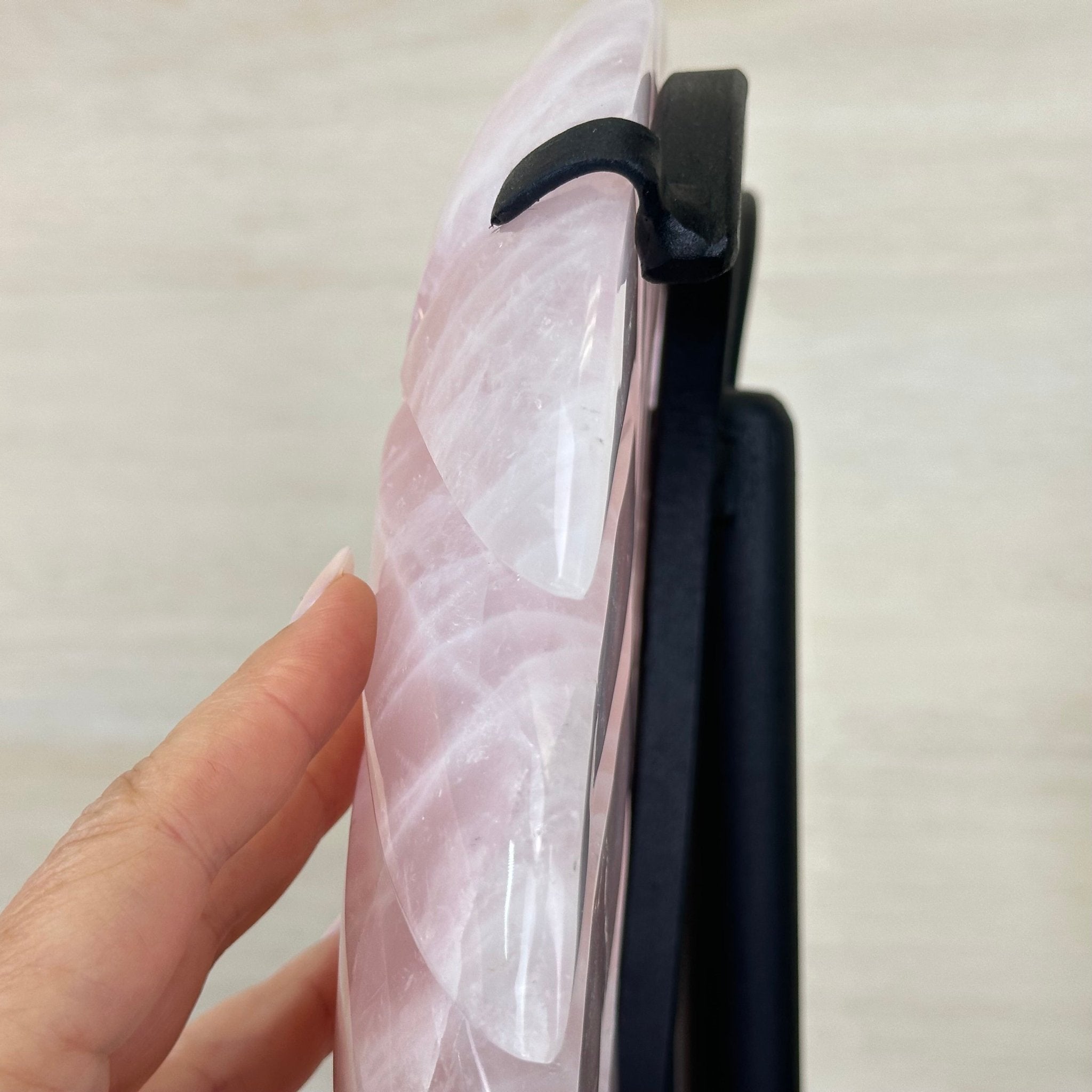 Super Quality Rose Quartz Angel Wings on a Metal Base, 29.7 lbs & 26.2" Tall #4444RQ - 001 - Brazil GemsBrazil GemsSuper Quality Rose Quartz Angel Wings on a Metal Base, 29.7 lbs & 26.2" Tall #4444RQ - 001Carved Angel Wings4444RQ - 001