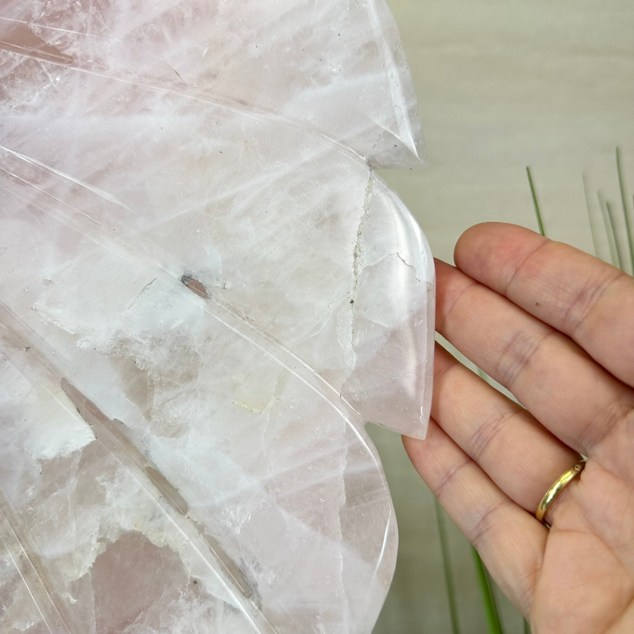 Super Quality Rose Quartz Angel Wings on a Metal Base, 29.7 lbs & 26.2" Tall #4444RQ - 001 - Brazil GemsBrazil GemsSuper Quality Rose Quartz Angel Wings on a Metal Base, 29.7 lbs & 26.2" Tall #4444RQ - 001Carved Angel Wings4444RQ - 001
